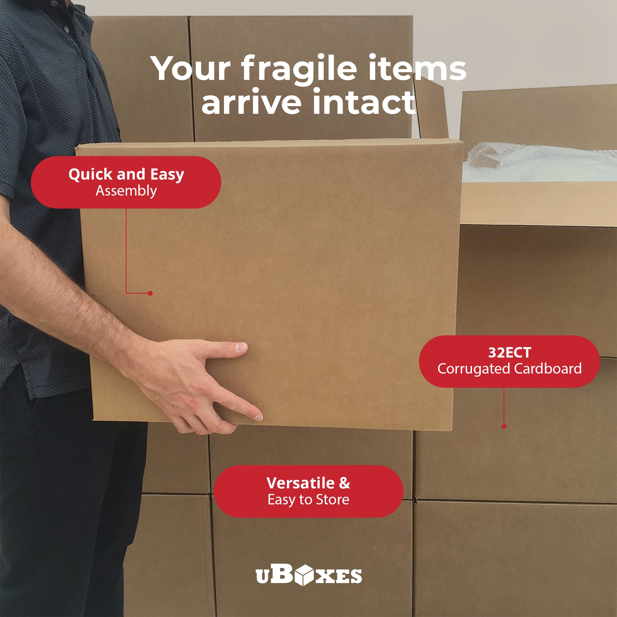 UBMOVE Large Corrugated Cardboard Moving Boxes, 20" x 20" x 15", 12 Pack - VMInnovations