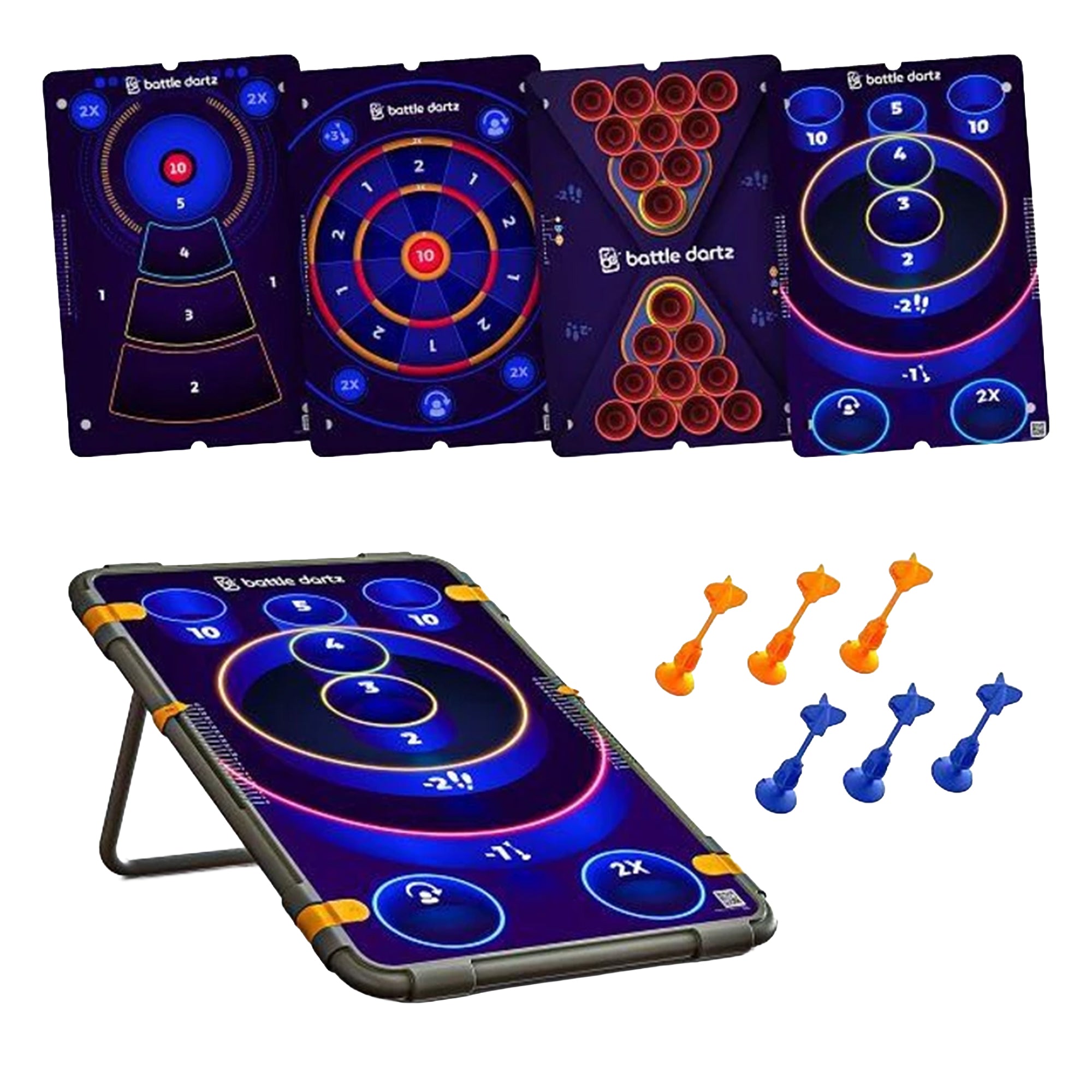 gobaplay Battle Dartz Dart Board, Interchangeable Target Indoor Outdoor Game Set