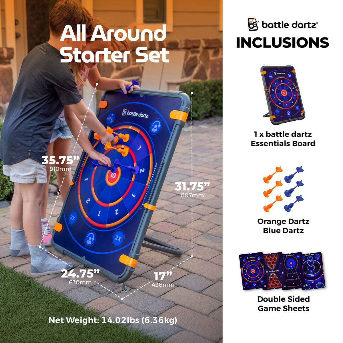 Battle Dartz Dart Board, Interchangeable Target Indoor Outdoor Game Set - VMInnovations