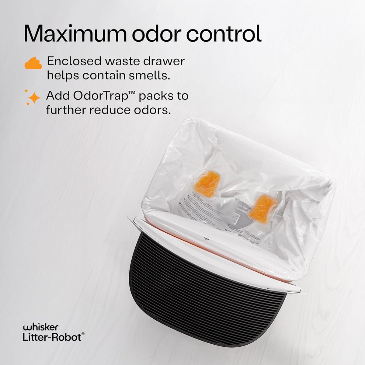 Litter-Robot EVO by Whisker, Black - Automatic Self-Cleaning Cat Litter Box, Compact Space-Saving Design, Advanced Odor Control, Works with Any Clumping Litter, WhiskerCareâ„¢ 1-Year Warranty - VMInnovations