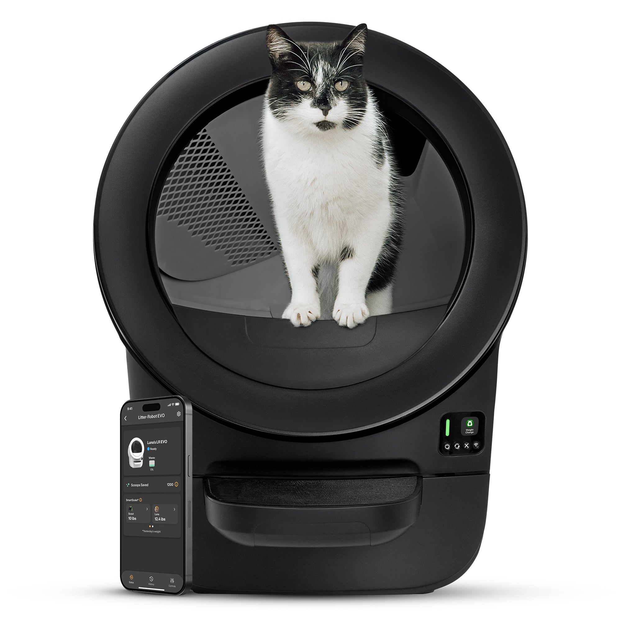 Litter-Robot EVO by Whisker, Black - Automatic Self-Cleaning Cat Litter Box, Compact Space-Saving Design, Advanced Odor Control, Works with Any Clumping Litter, WhiskerCareâ„¢ 1-Year Warranty - VMInnovations