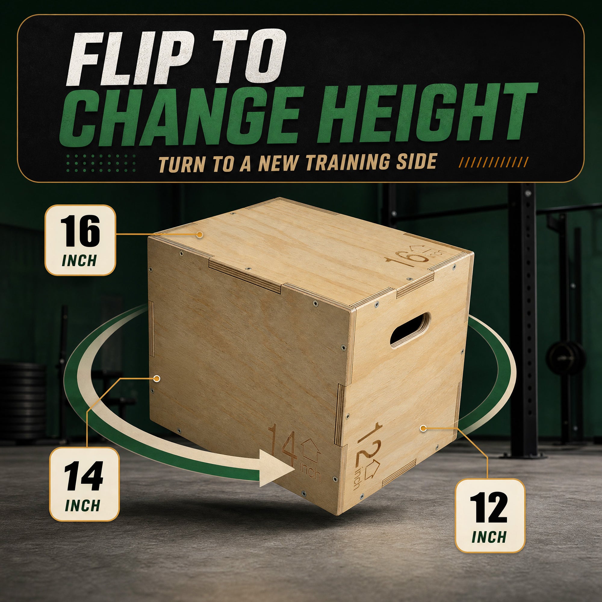 Fitvids 16"x14"x12" Wooden Plyo Box Jump Exercise Platform Workout Equipment
