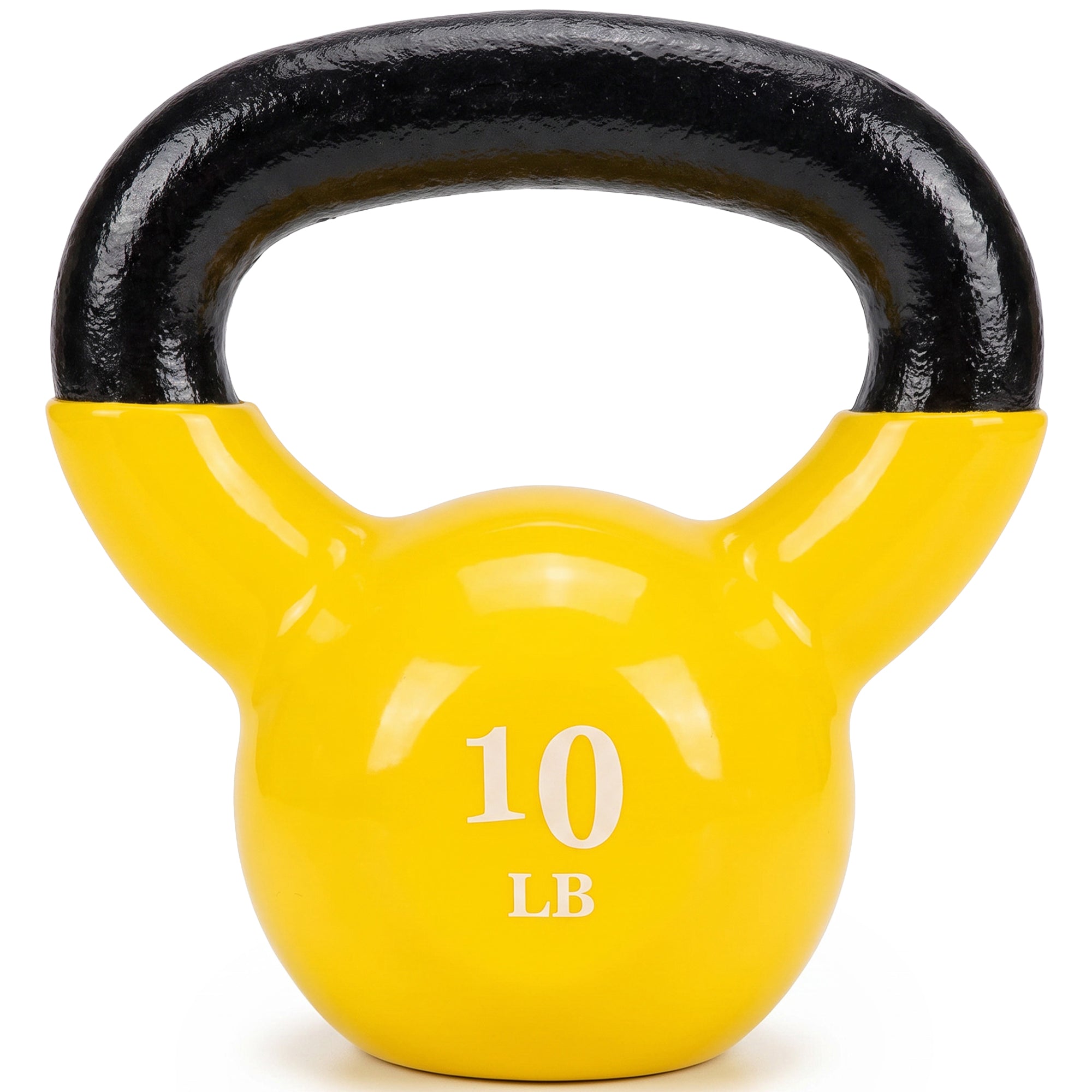 Fitvids 10 lb Vinyl-Coated Kettlebell With Handle for Strength Training, Yellow