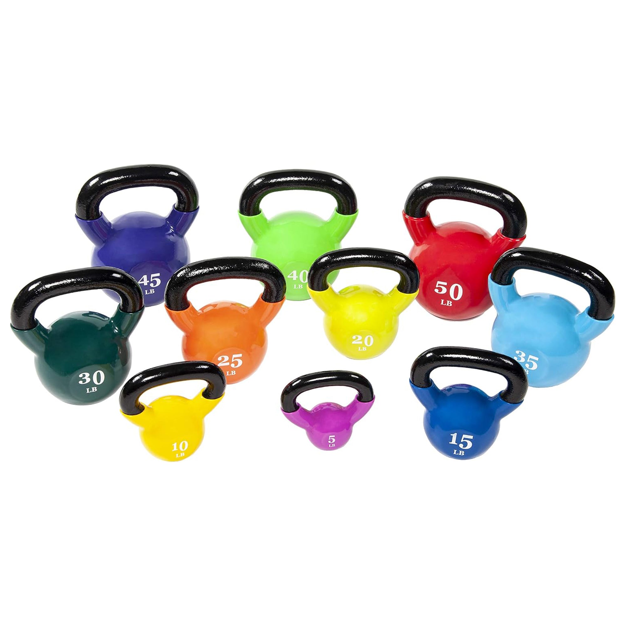 Fitvids 15 lb Vinyl-Coated Kettlebell With Handle for Strength Training, Blue