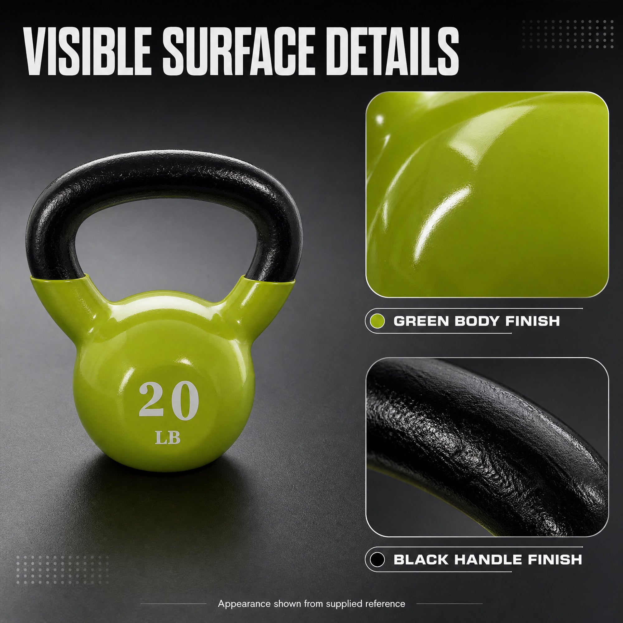 Fitvids 20 lb Vinyl-Coated Kettlebell With Handle for Strength Training, Lemon