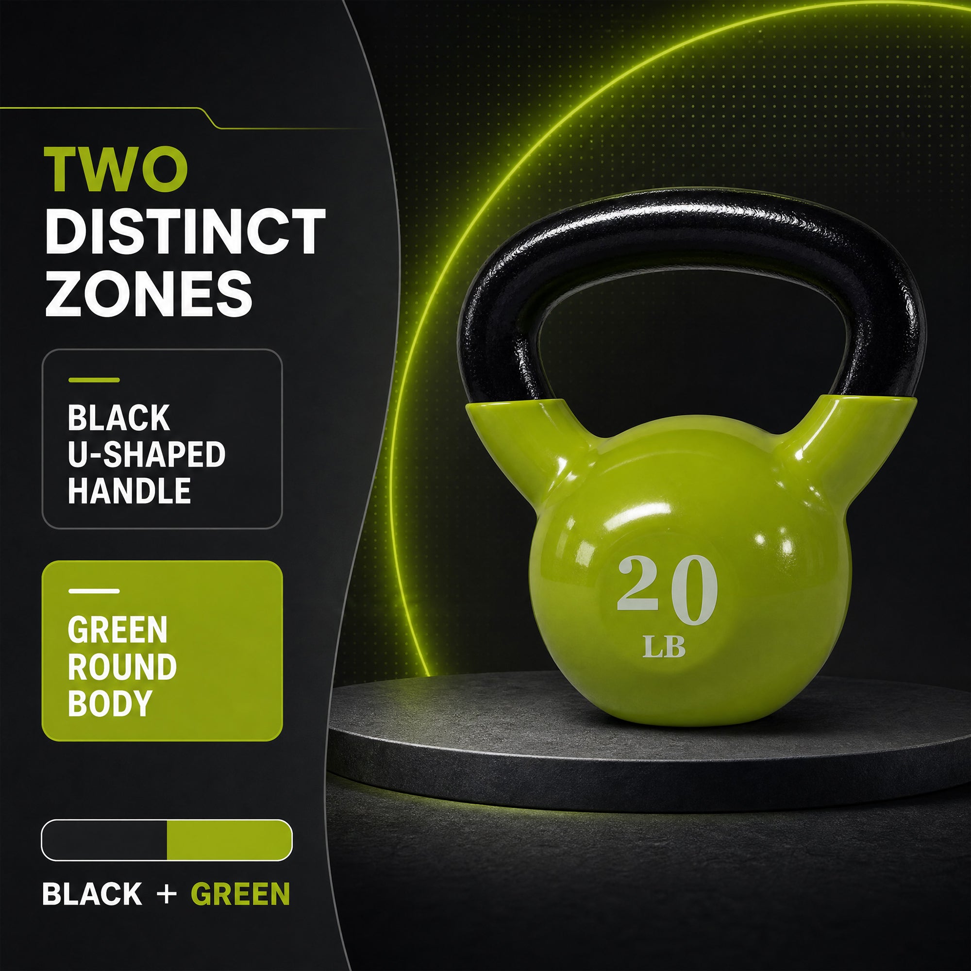 Fitvids 20 lb Vinyl-Coated Kettlebell With Handle for Strength Training, Lemon
