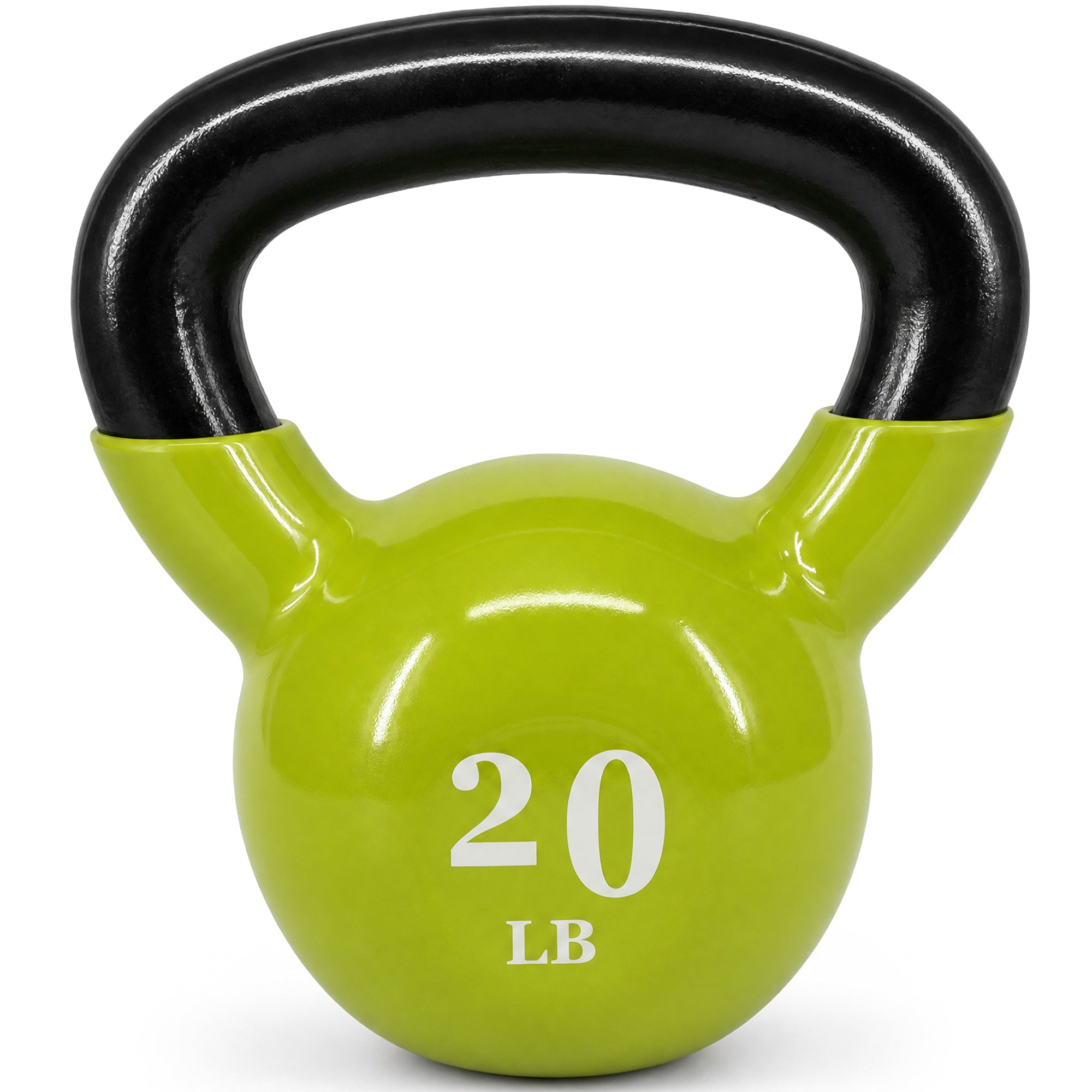 Fitvids 20 lb Vinyl-Coated Kettlebell With Handle for Strength Training, Lemon