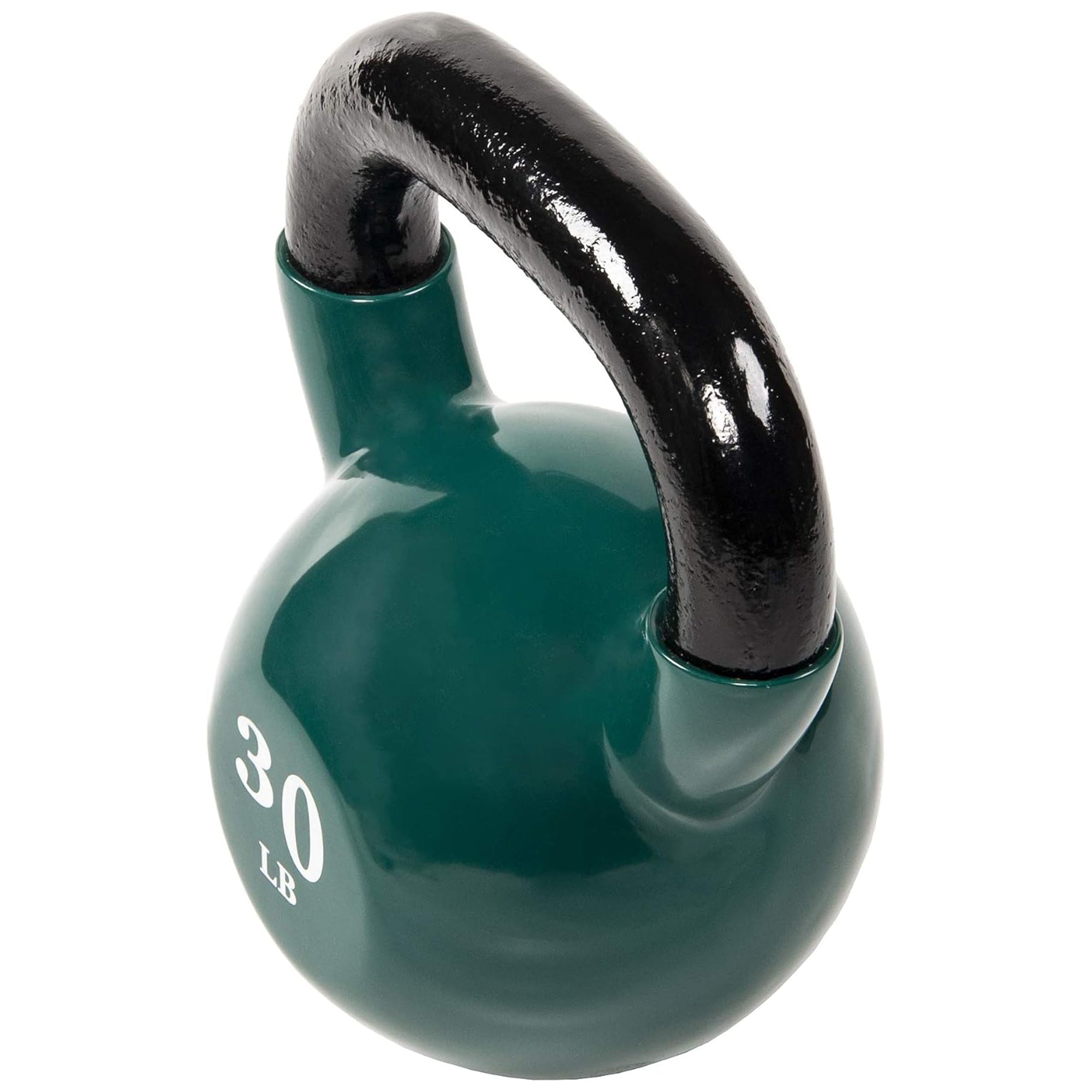 Fitvids 30 lb Vinyl-Coated Kettlebell Weight for Strength Training, Dark Green
