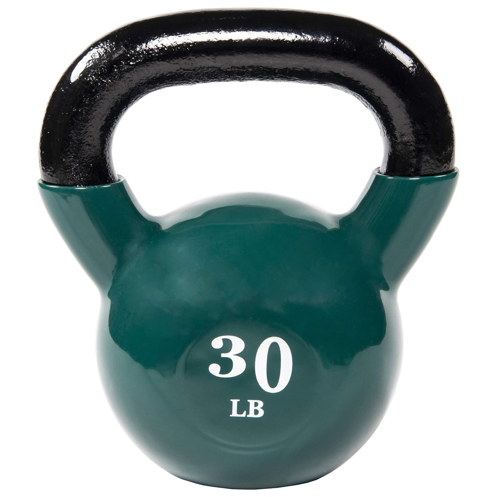 Fitvids 30 lb Vinyl-Coated Kettlebell Weight for Strength Training, Dark Green