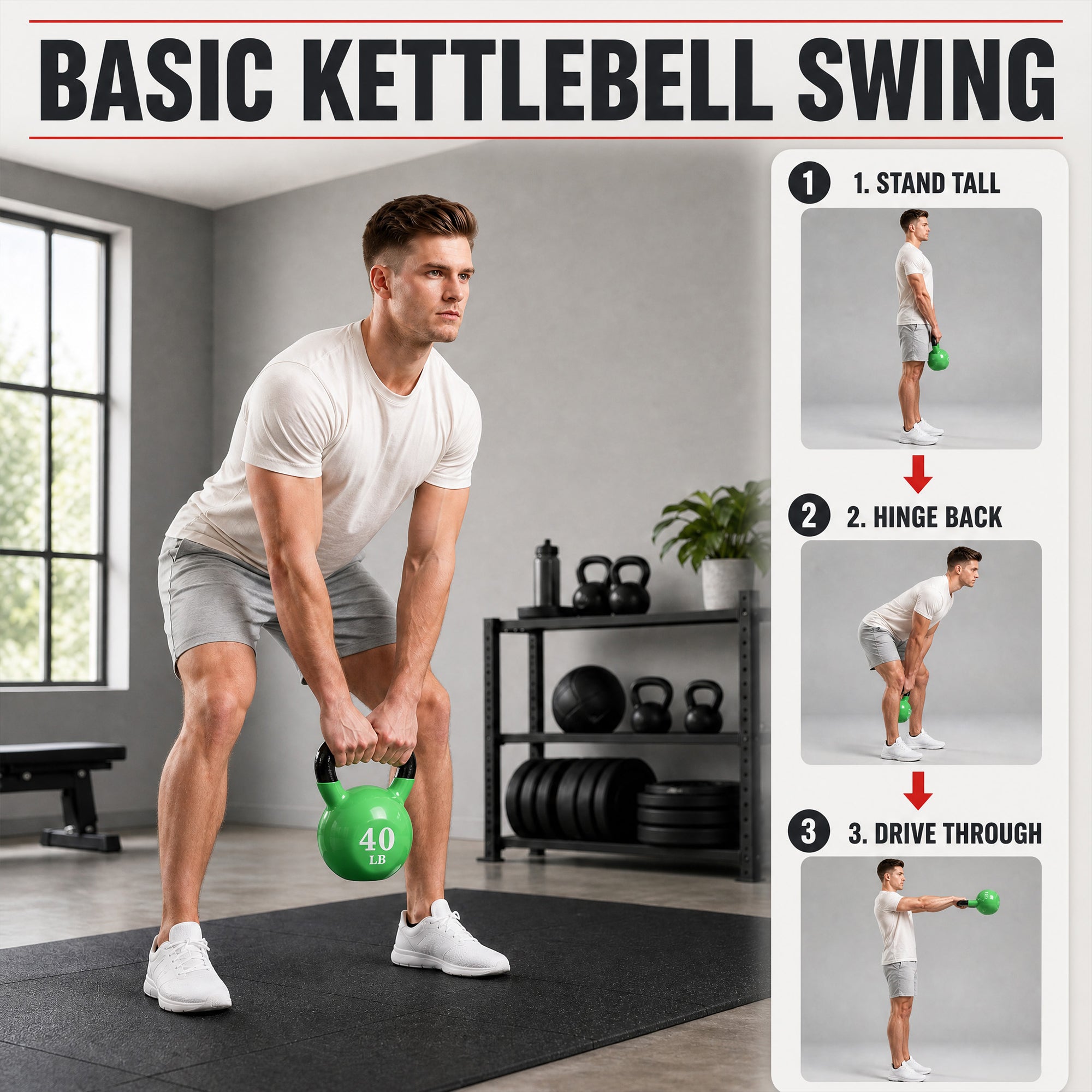 Fitvids 40 lb Vinyl-Coated Kettlebell Weight for Strength Training, Apple Green