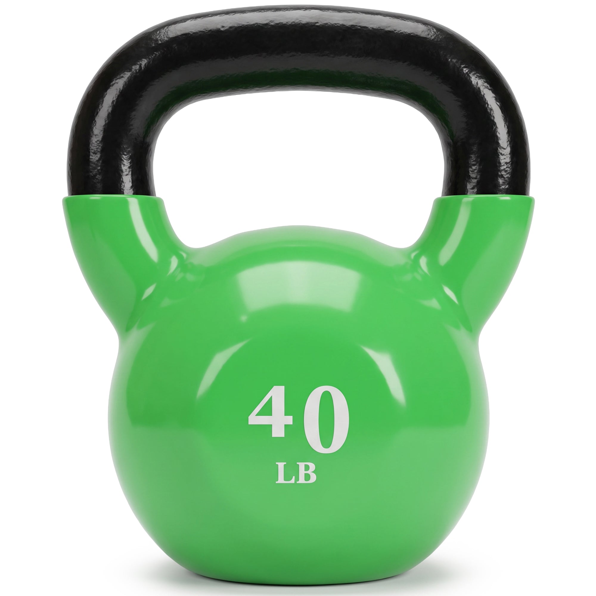 Fitvids 40 lb Vinyl-Coated Kettlebell Weight for Strength Training, Apple Green