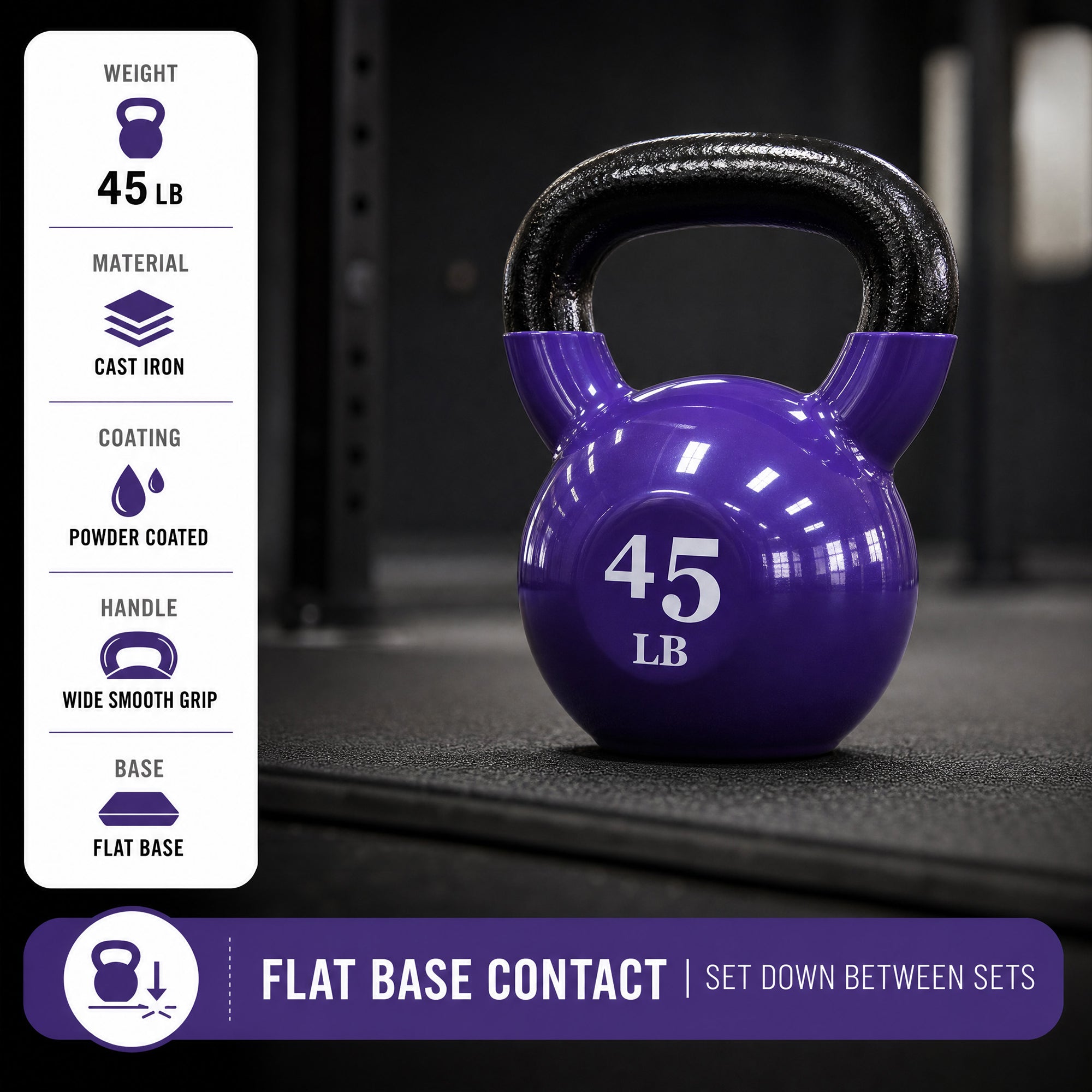 Fitvids 45 lb Vinyl-Coated Kettlebell With Handle for Strength Training, Violet