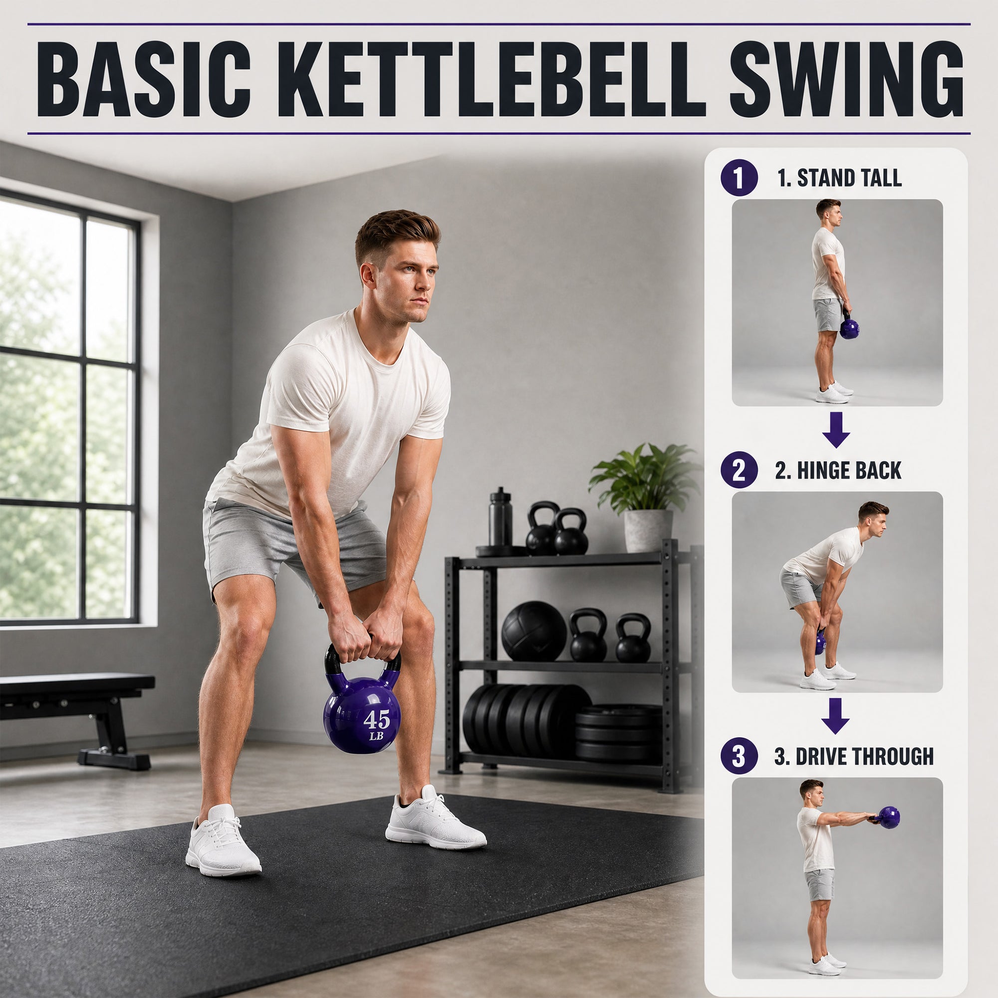 Fitvids 45 lb Vinyl-Coated Kettlebell With Handle for Strength Training, Violet
