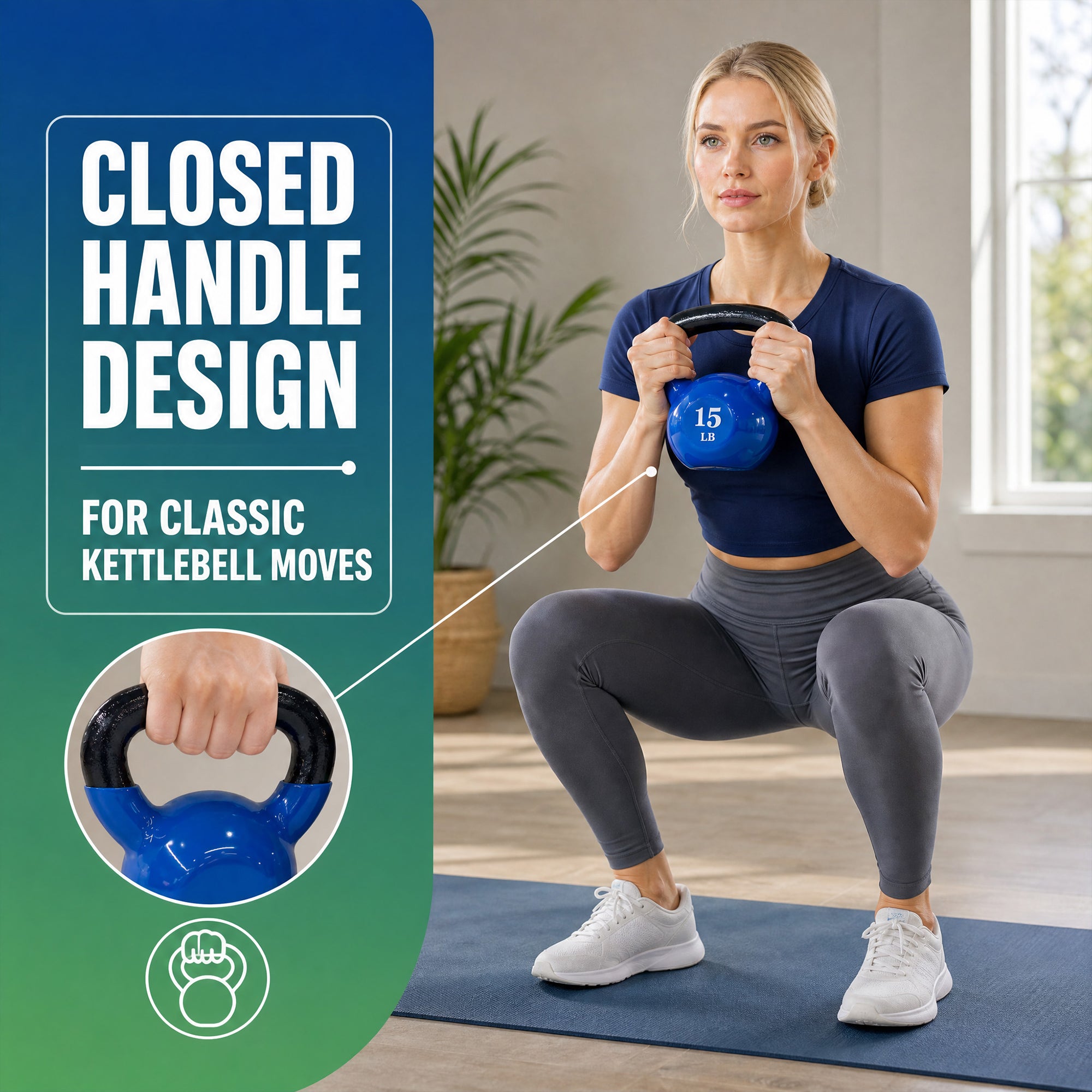 Fitvids Vinyl-Coated Kettlebell Weights, Set of 10, 15, and 20 lb, Multicolor