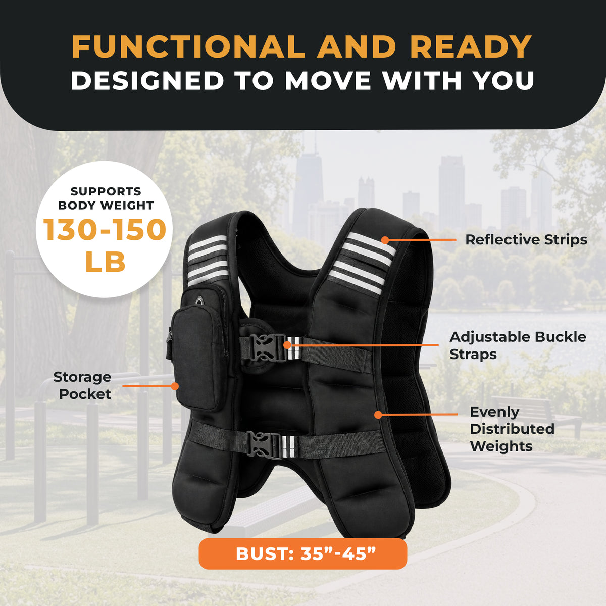 BalanceFrom 12 lb Weighted Nylon Tactical Vest with Quick Release & Phone Pouch