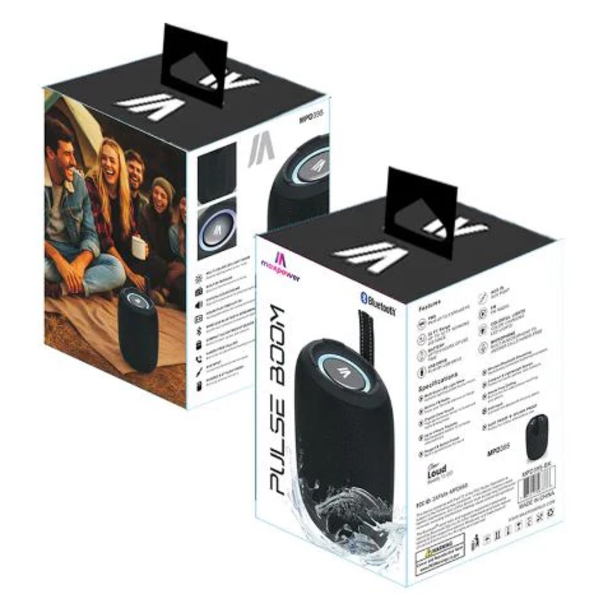 Max Power MPD395 Pulse Boom Portable Bluetooth Speaker with Heavy Bass, Blue - VMInnovations