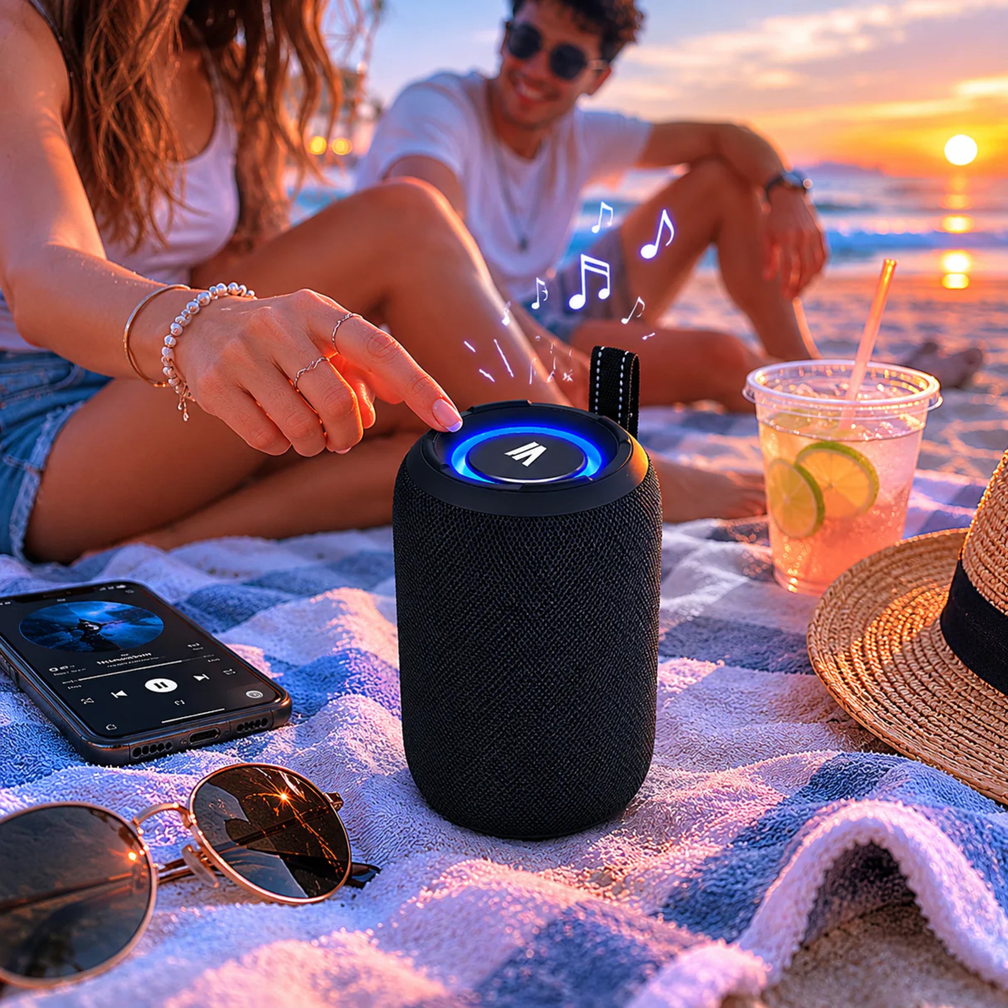 Max Power MPD395 Pulse Boom Portable Bluetooth Speaker with Heavy Bass, Blue - VMInnovations