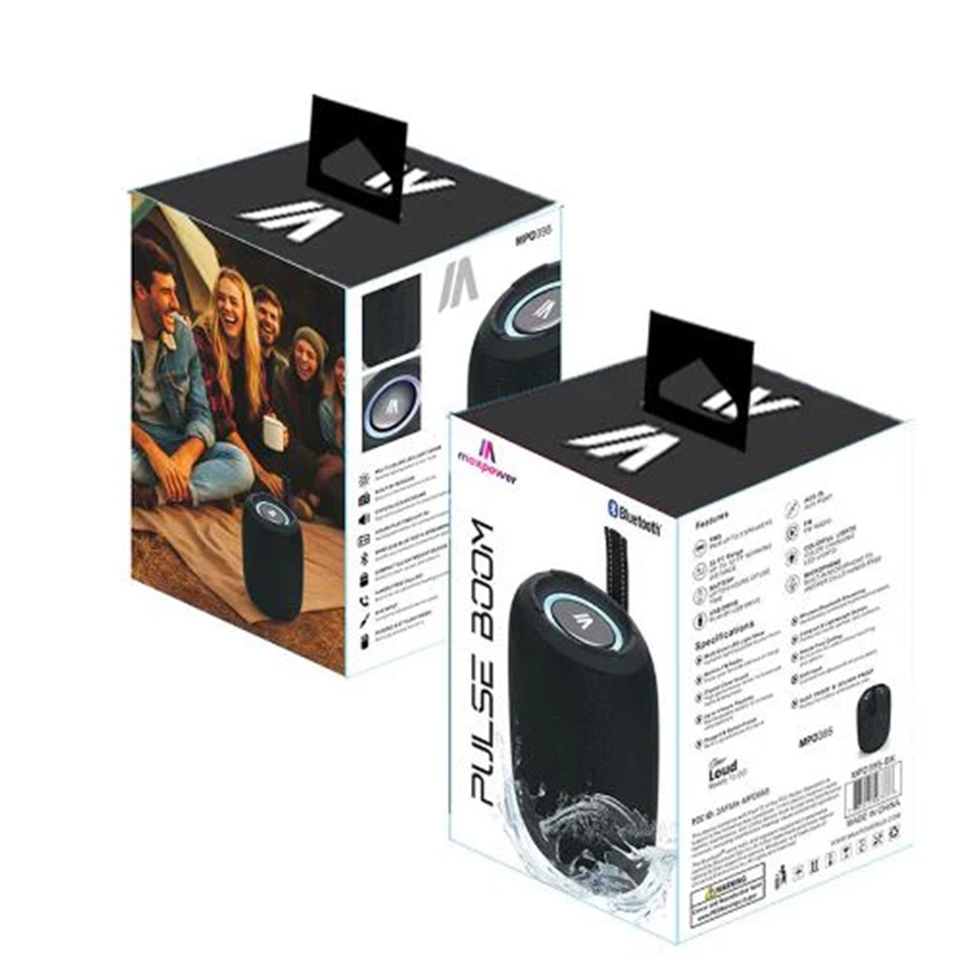 Max Power MPD395 Pulse Boom Portable Bluetooth Speaker with Heavy Bass, Red - VMInnovations