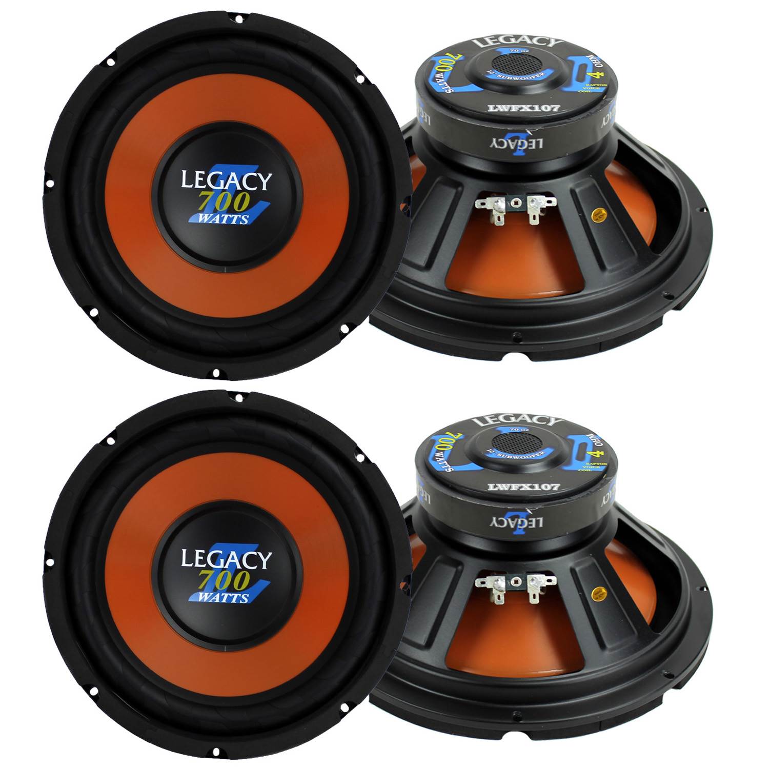 4) NEW Legacy LWFX107 10" 2800W Car Audio Subwoofers Subs Woofers Stereo 4-pack