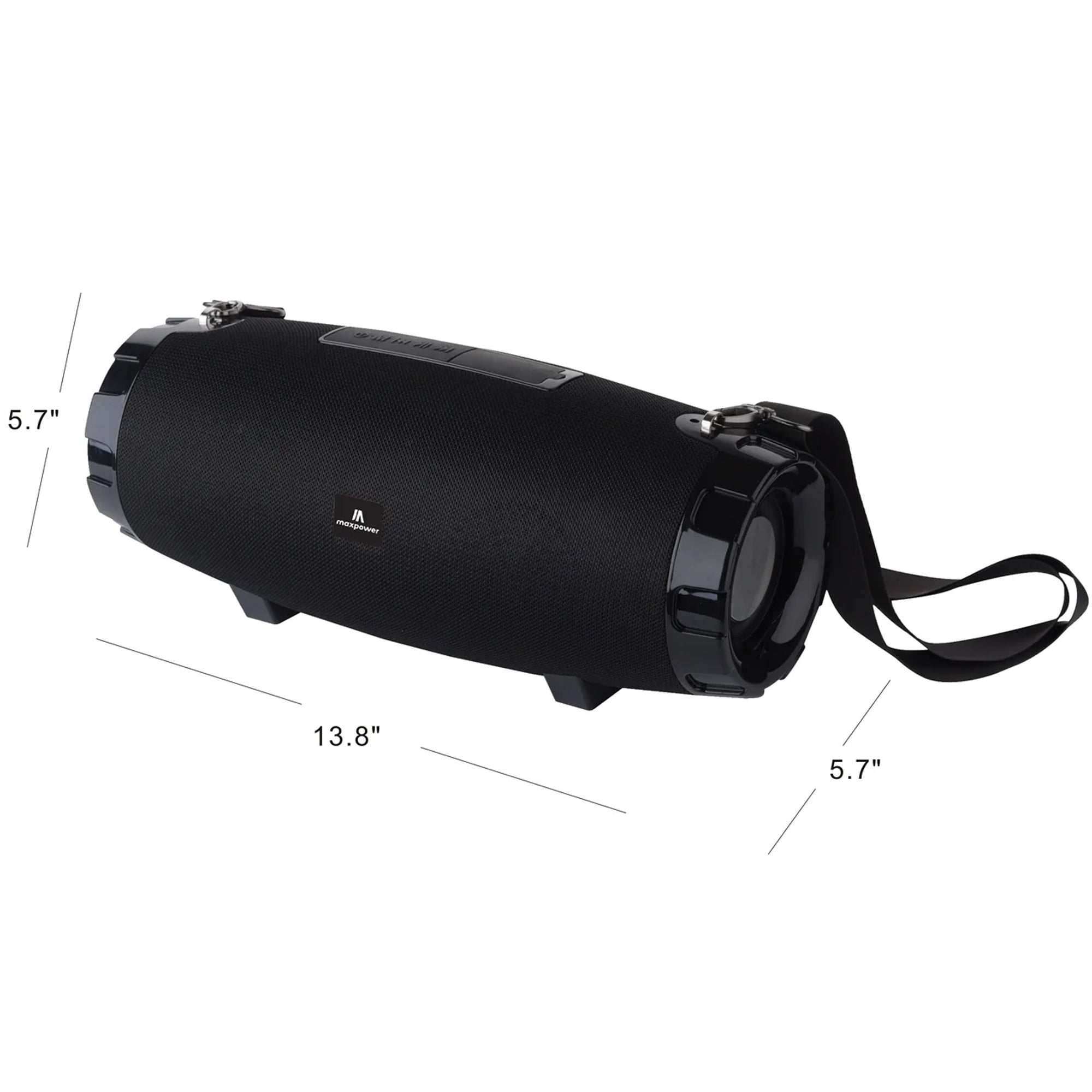 Max Power MPD526 Cyclone 2.0 Rechargeable Bluetooth Speaker, Carry Strap, Black - VMInnovations
