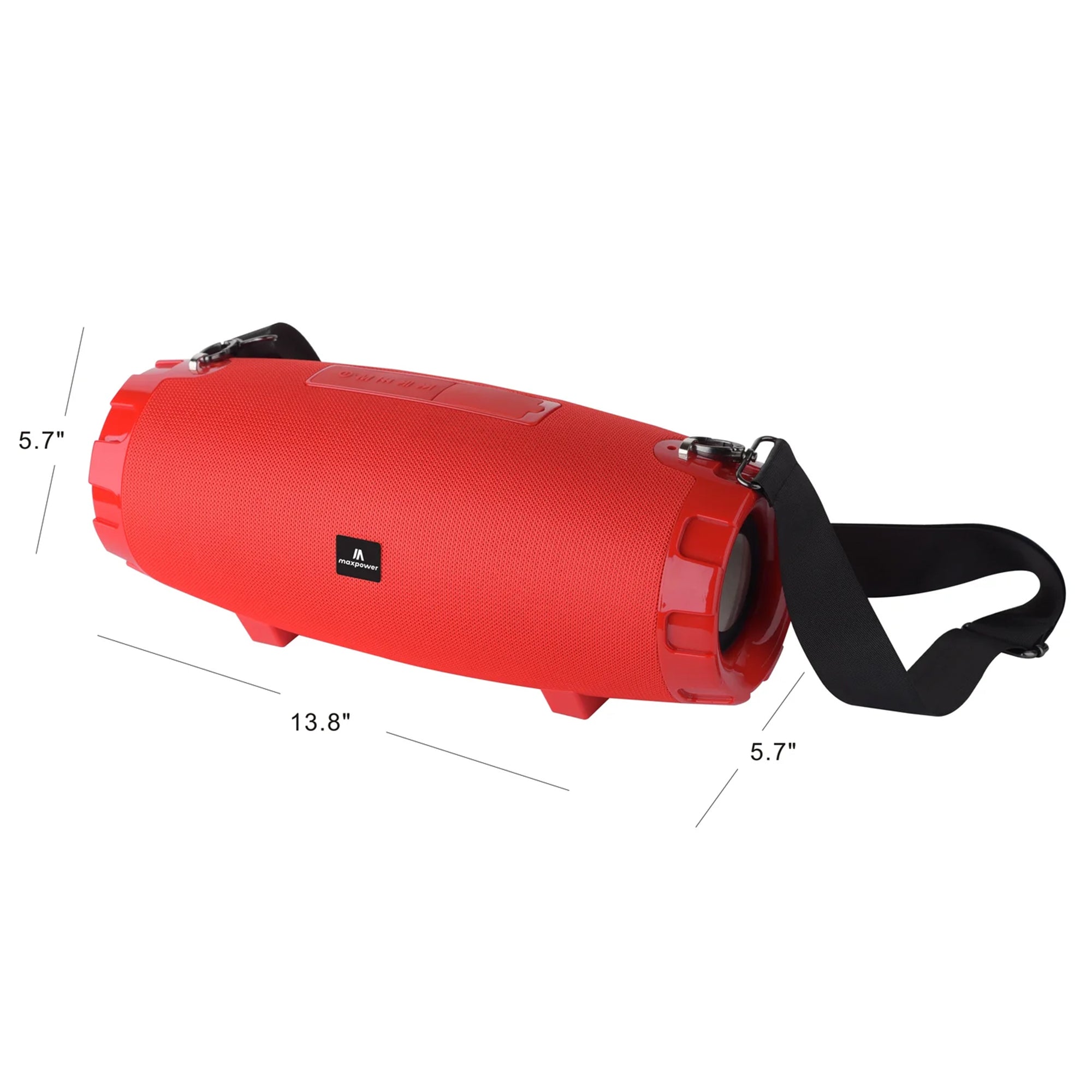 Max Power MPD526 Cyclone 2.0 Rechargeable Bluetooth Speaker, Carry Strap, Red - VMInnovations