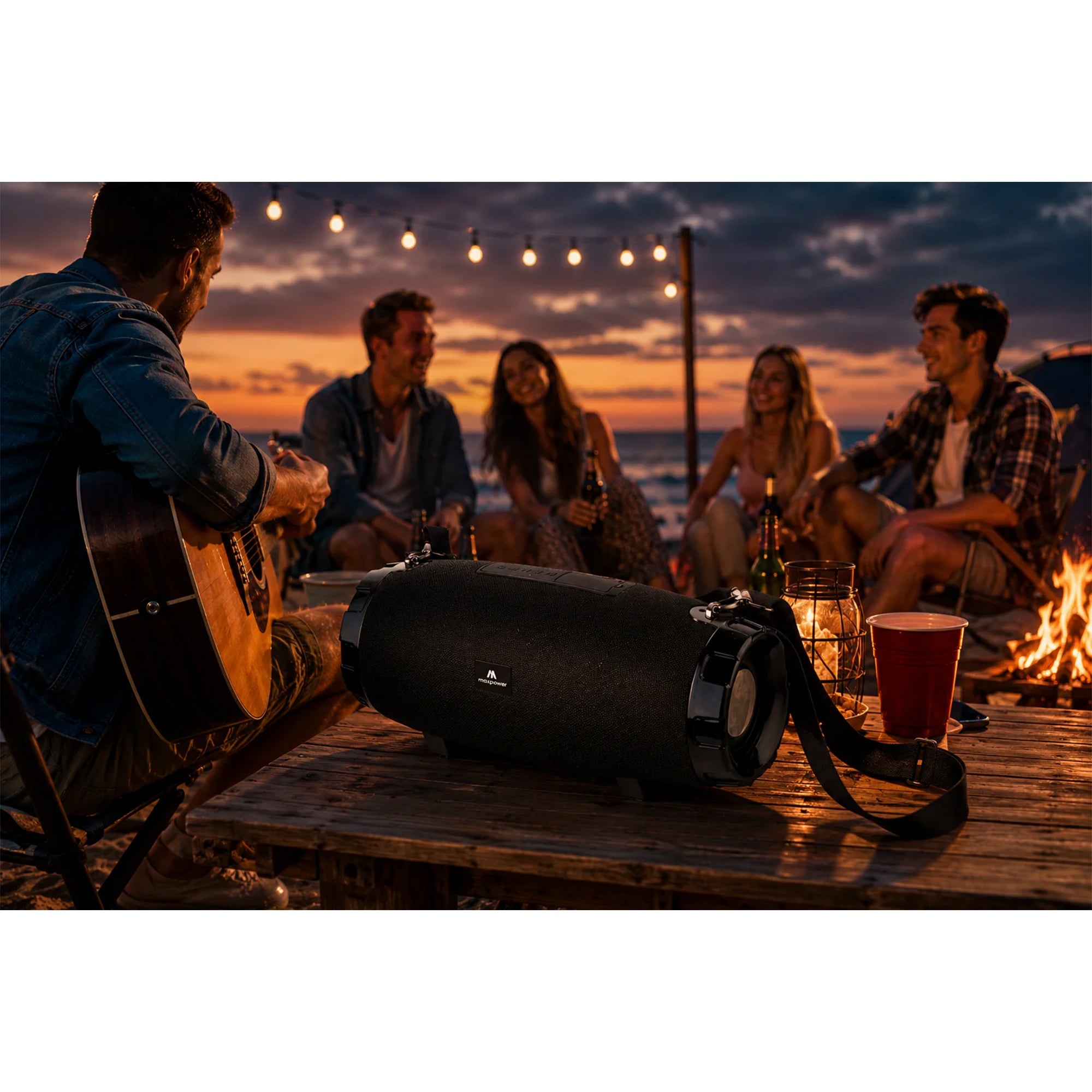 Max Power MPD526 Cyclone 2.0 Rechargeable Bluetooth Speaker, Carry Strap, Red - VMInnovations