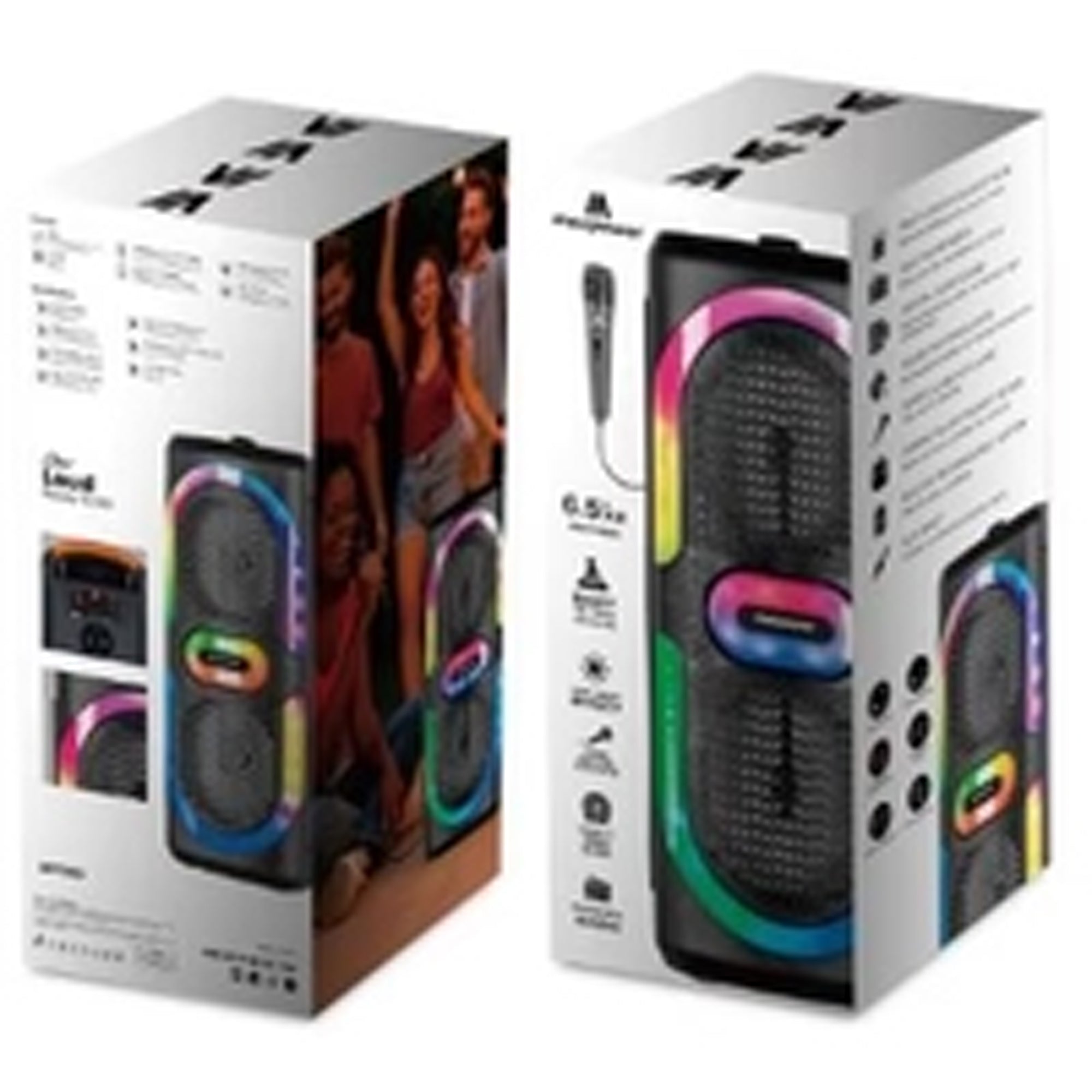 Max Power MPD6D 6.5" Bluetooth Karaoke Speaker, LEDs, Dual Woofers & Microphone - VMInnovations