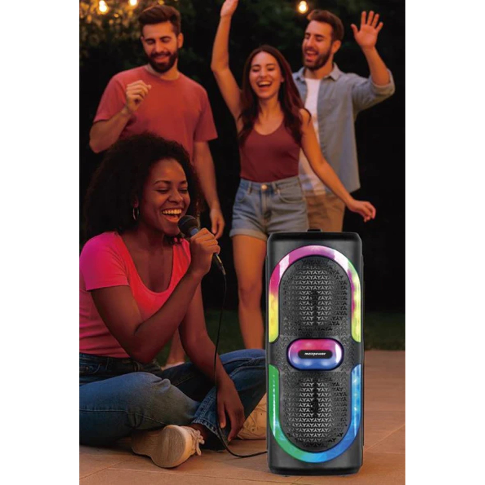 Max Power MPD6D 6.5" Bluetooth Karaoke Speaker, LEDs, Dual Woofers & Microphone - VMInnovations