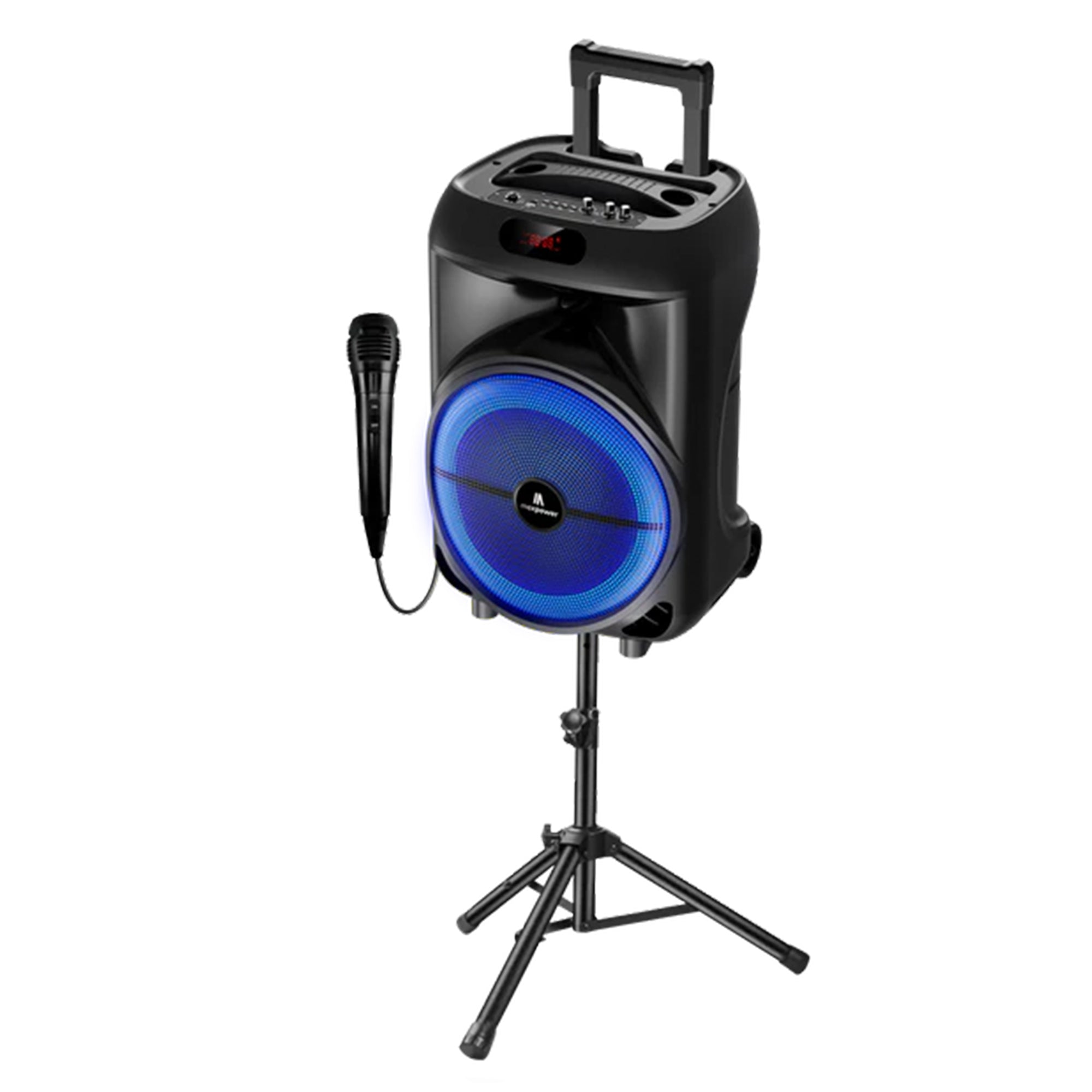 Max Power Rumble 12 Karaoke Bluetooth Trolley Speaker with Adjustable DJ Stand - VMInnovations