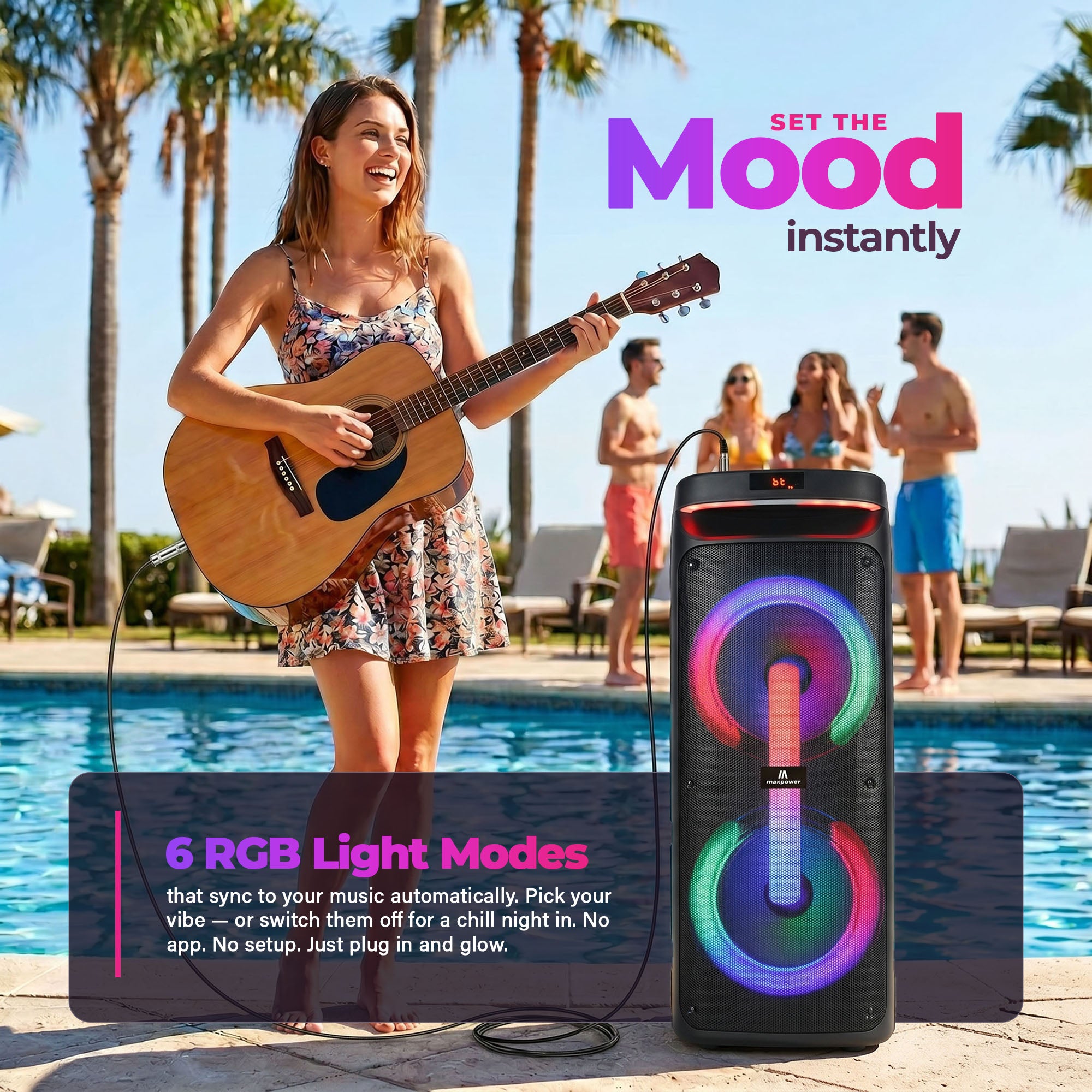 Max Powe MPD1010-PARTY BOX DJ Speaker, Portable Sound System with Bluetooth - VMInnovations