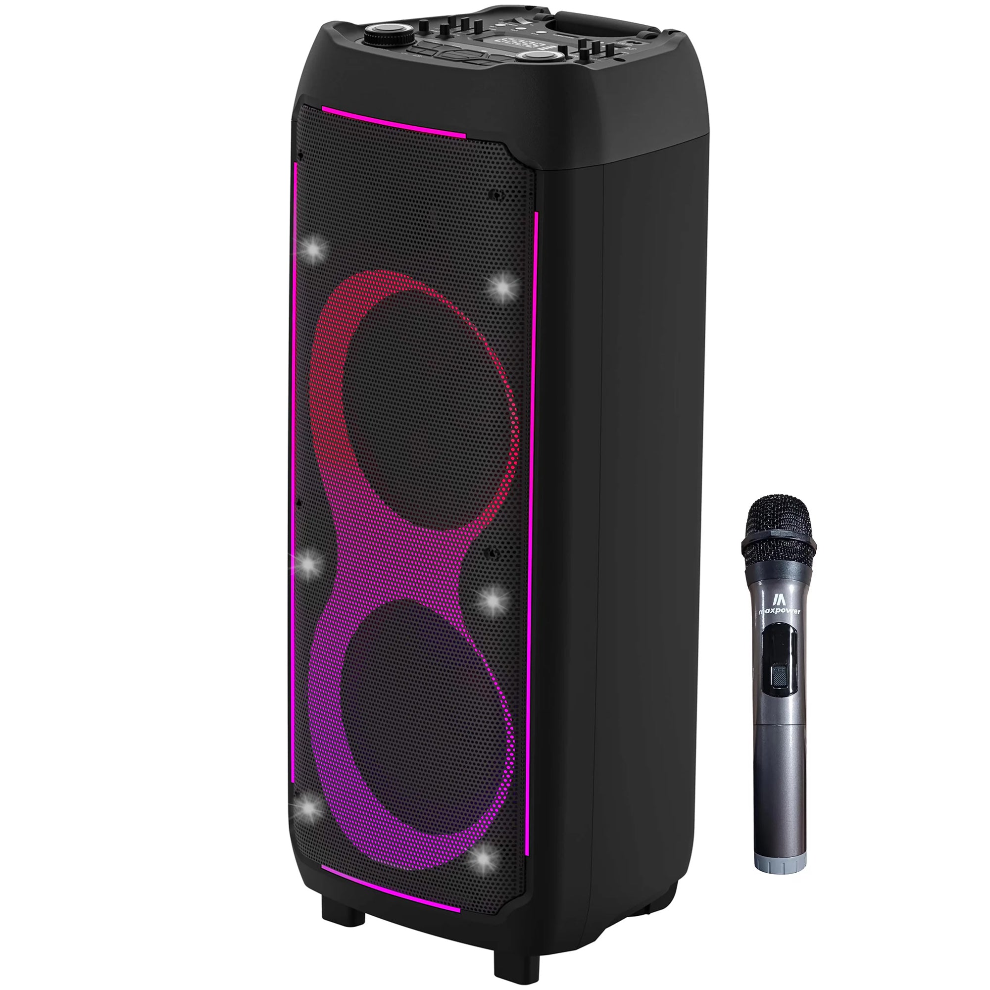 Max Power Thunder X-Bass Portable Party Speaker, Dual 10-Inch Woofers, Bluetooth - VMInnovations