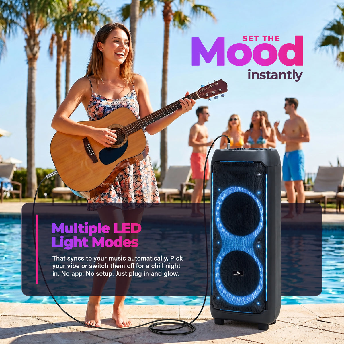 Max Power Thunder X-Bass Portable Party Speaker, Dual 10-Inch Woofers, Bluetooth
