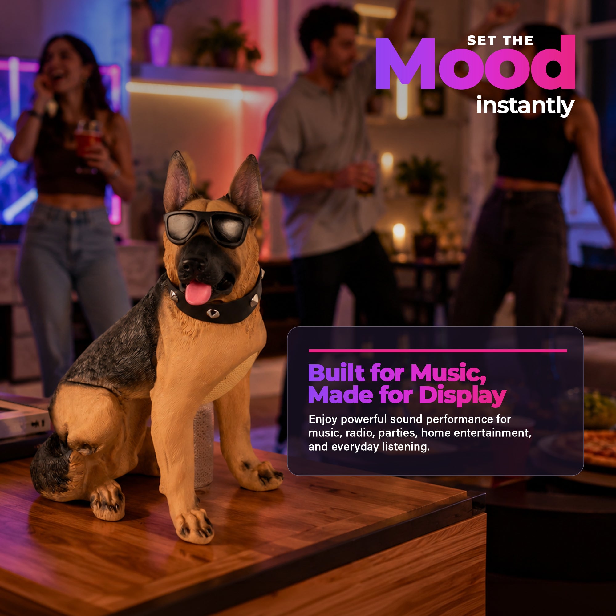 Max Power German Shepherd Bluetooth 5.3 Speaker, Wireless Novelty Dog Stereo - VMInnovations