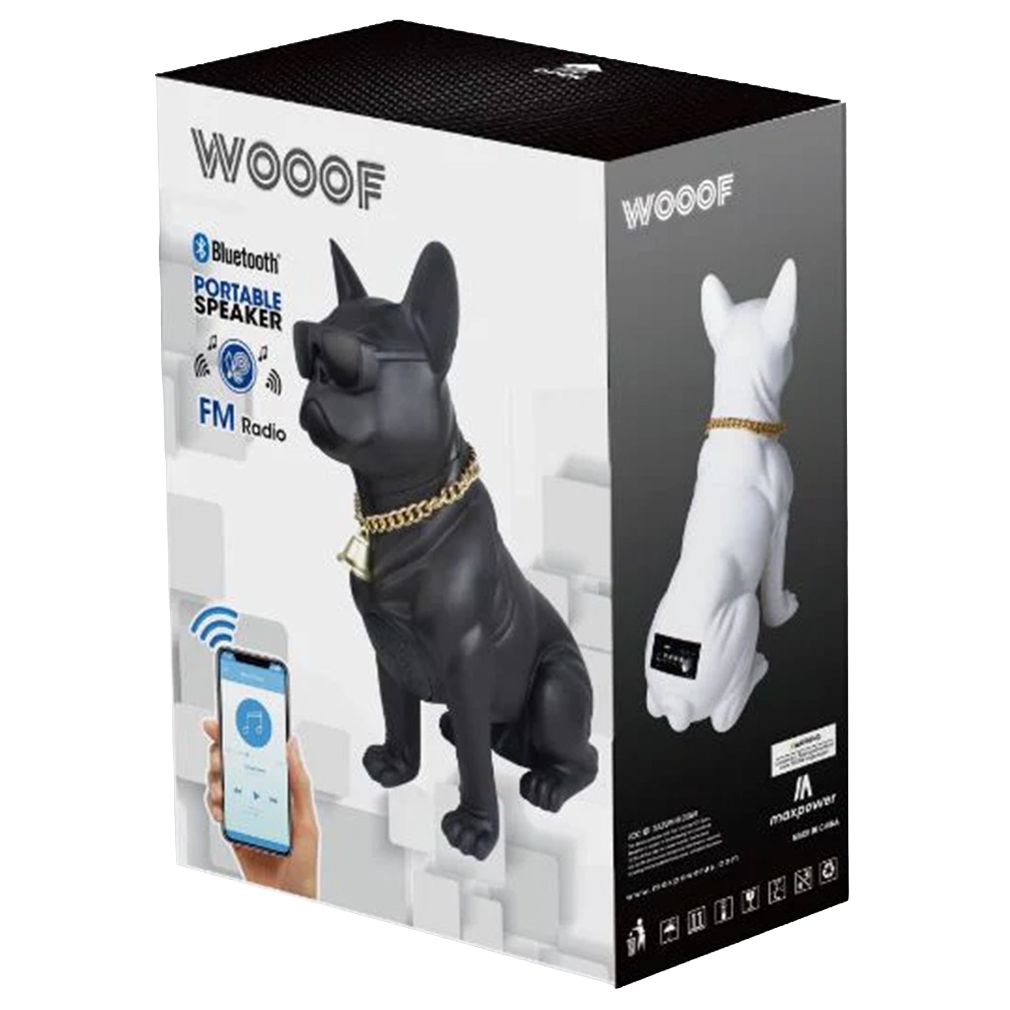Max Power Bulldog Bluetooth Speaker, Large Wireless Novelty Party Stereo, Black - VMInnovations