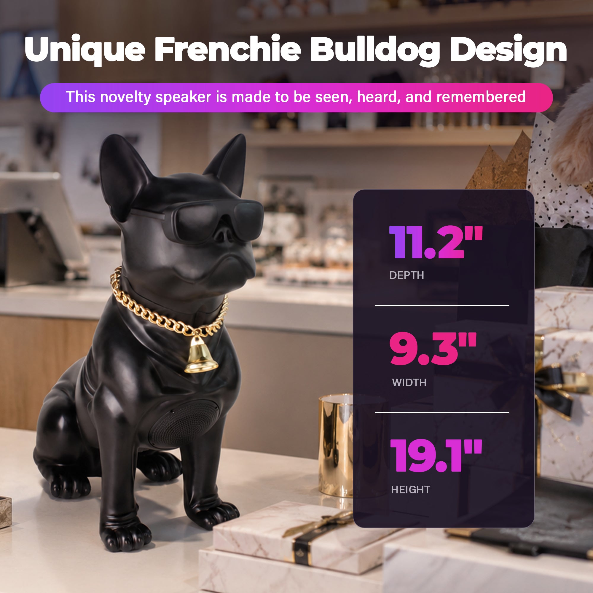 Max Power Bulldog Bluetooth Speaker, Large Wireless Novelty Party Stereo, Black - VMInnovations
