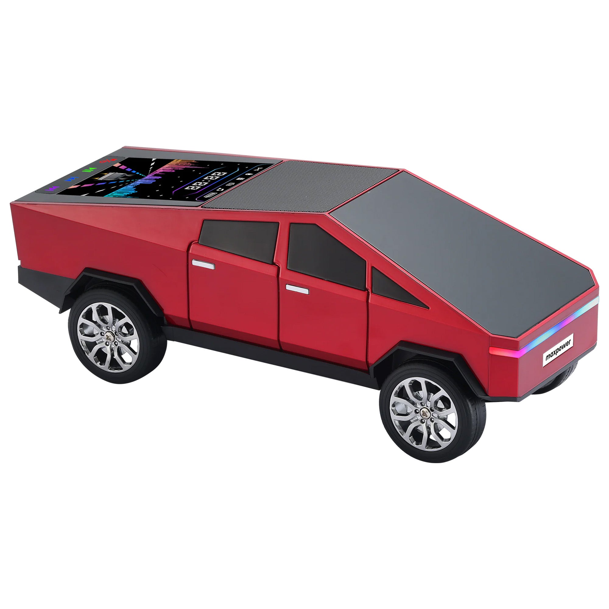 Max Power Cybertruck Wireless Bluetooth Speaker with Front LED Lights, Red - VMInnovations