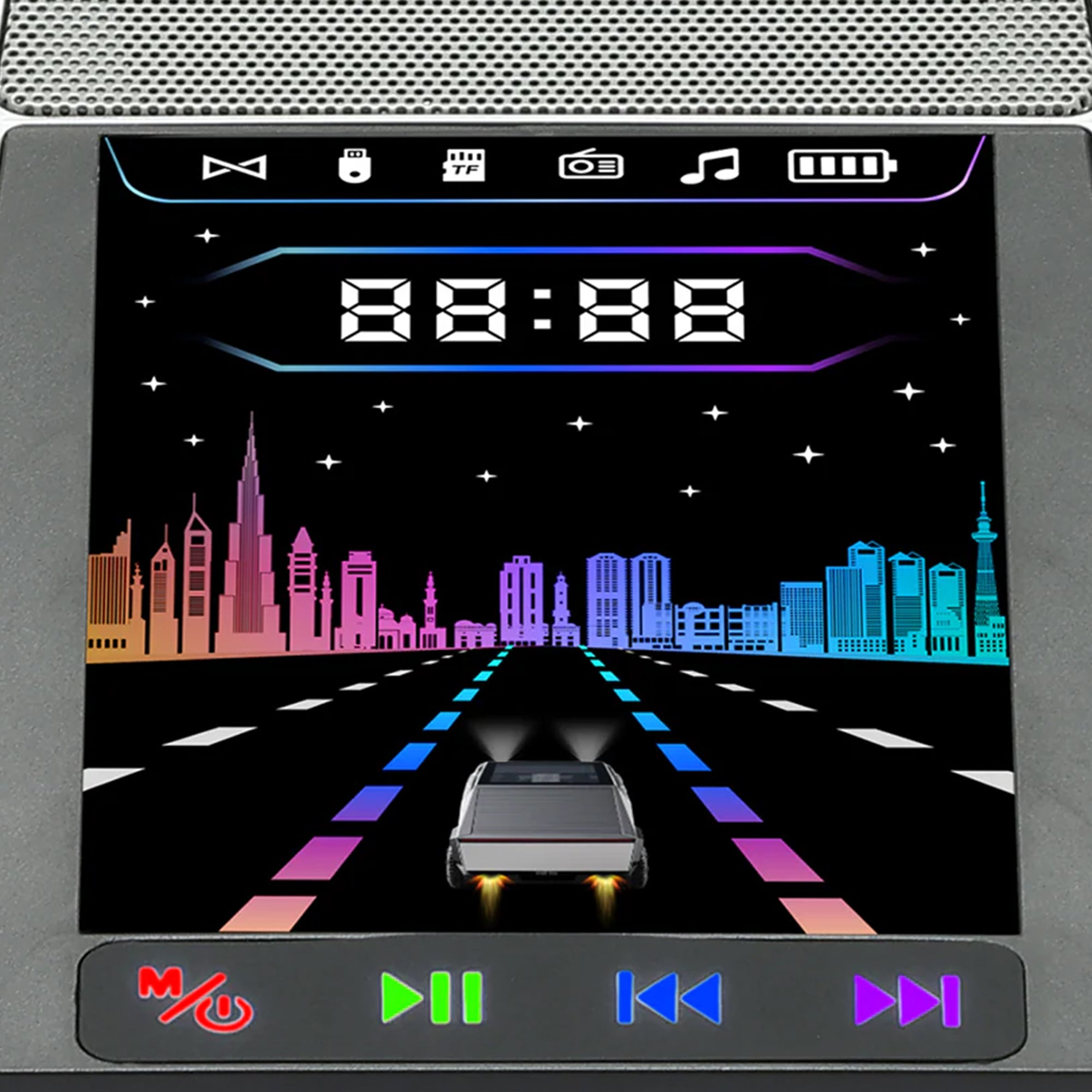 Max Power Cybertruck Wireless Bluetooth Speaker with Front LED Lights, Grey - VMInnovations