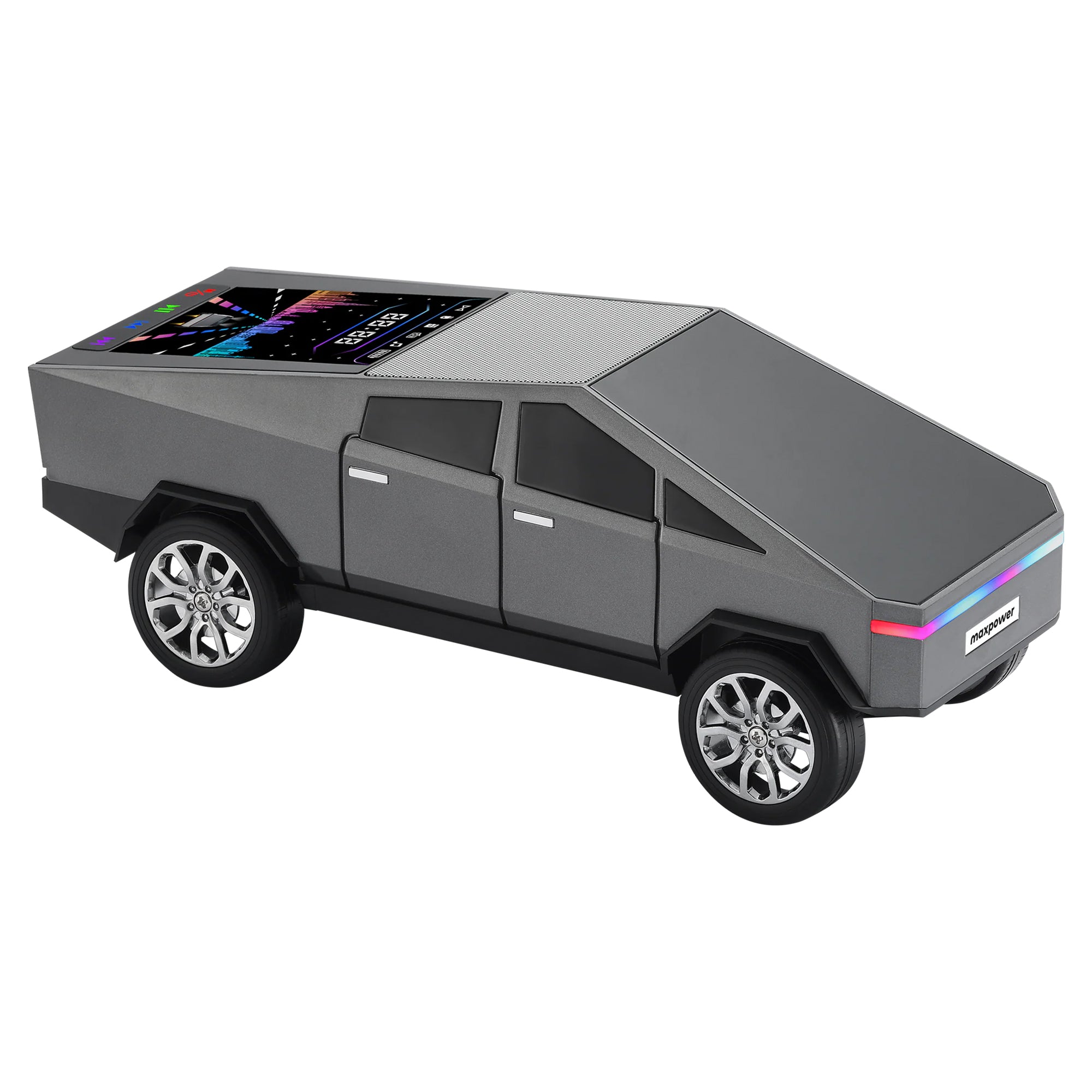 Max Power Cybertruck Wireless Bluetooth Speaker with Front LED Lights, Grey - VMInnovations