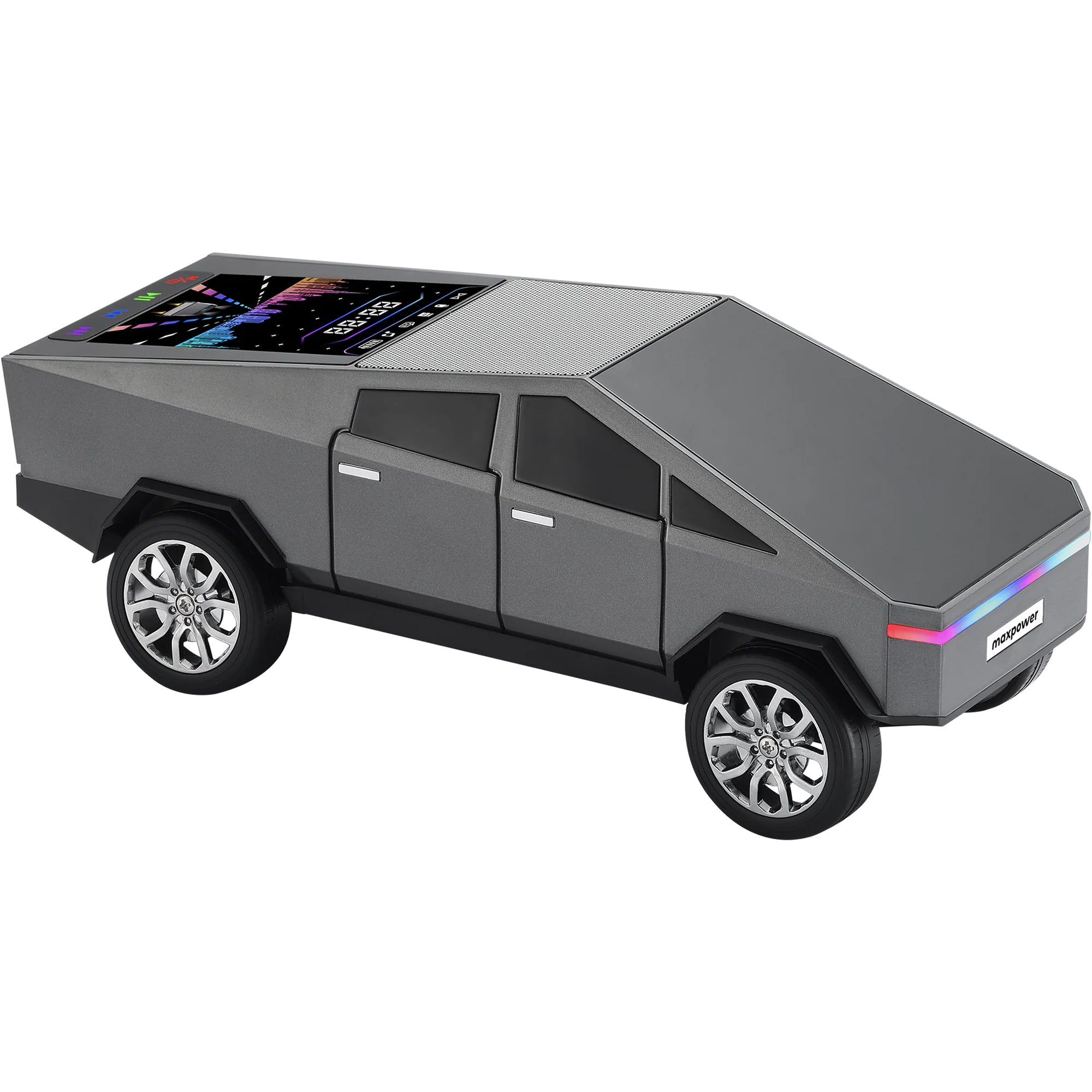 Max Power Cybertruck Wireless Bluetooth Speaker with Front LED Lights, Grey - VMInnovations