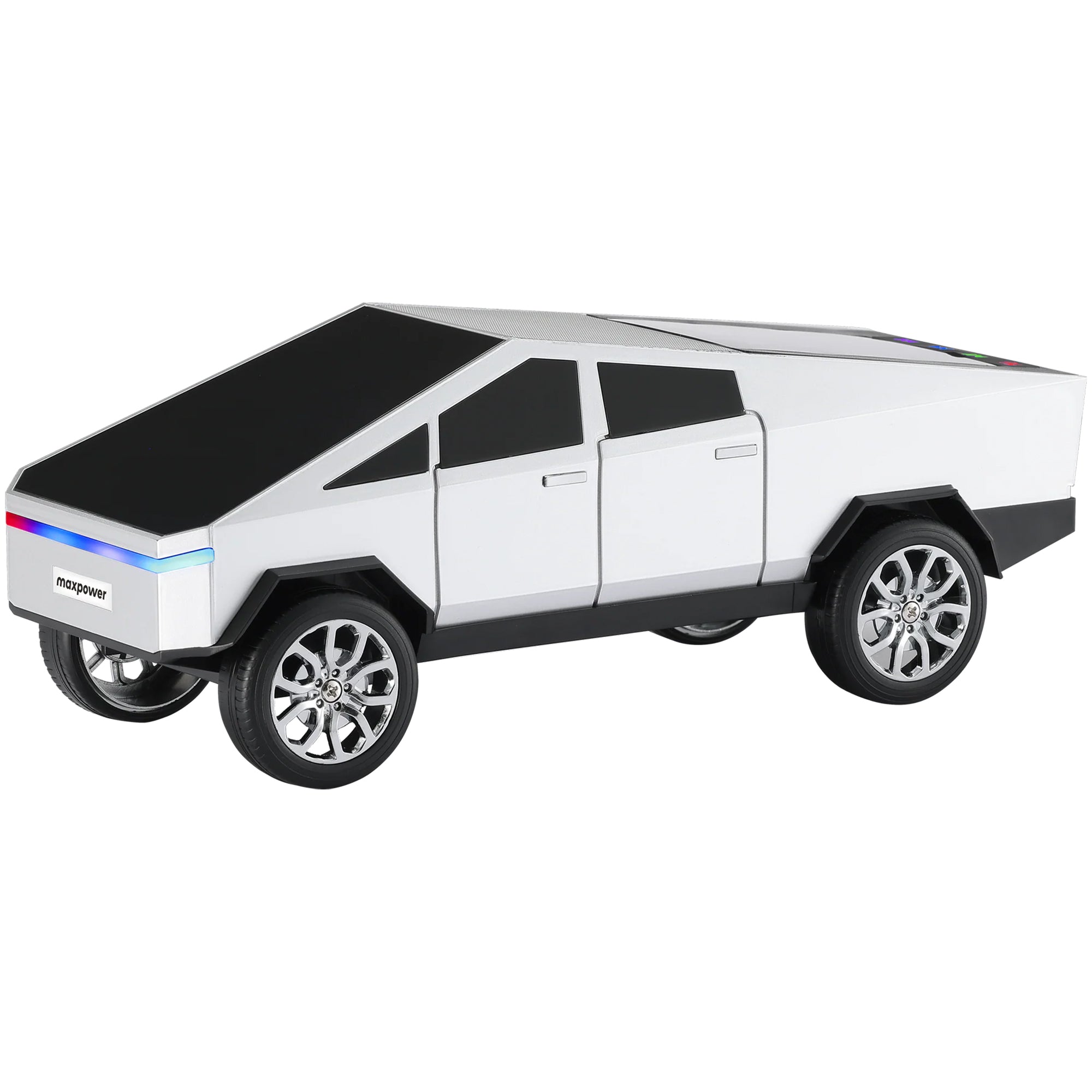 Max Power Cybertruck Wireless Bluetooth Speaker with Front LED Lights, Silver - VMInnovations