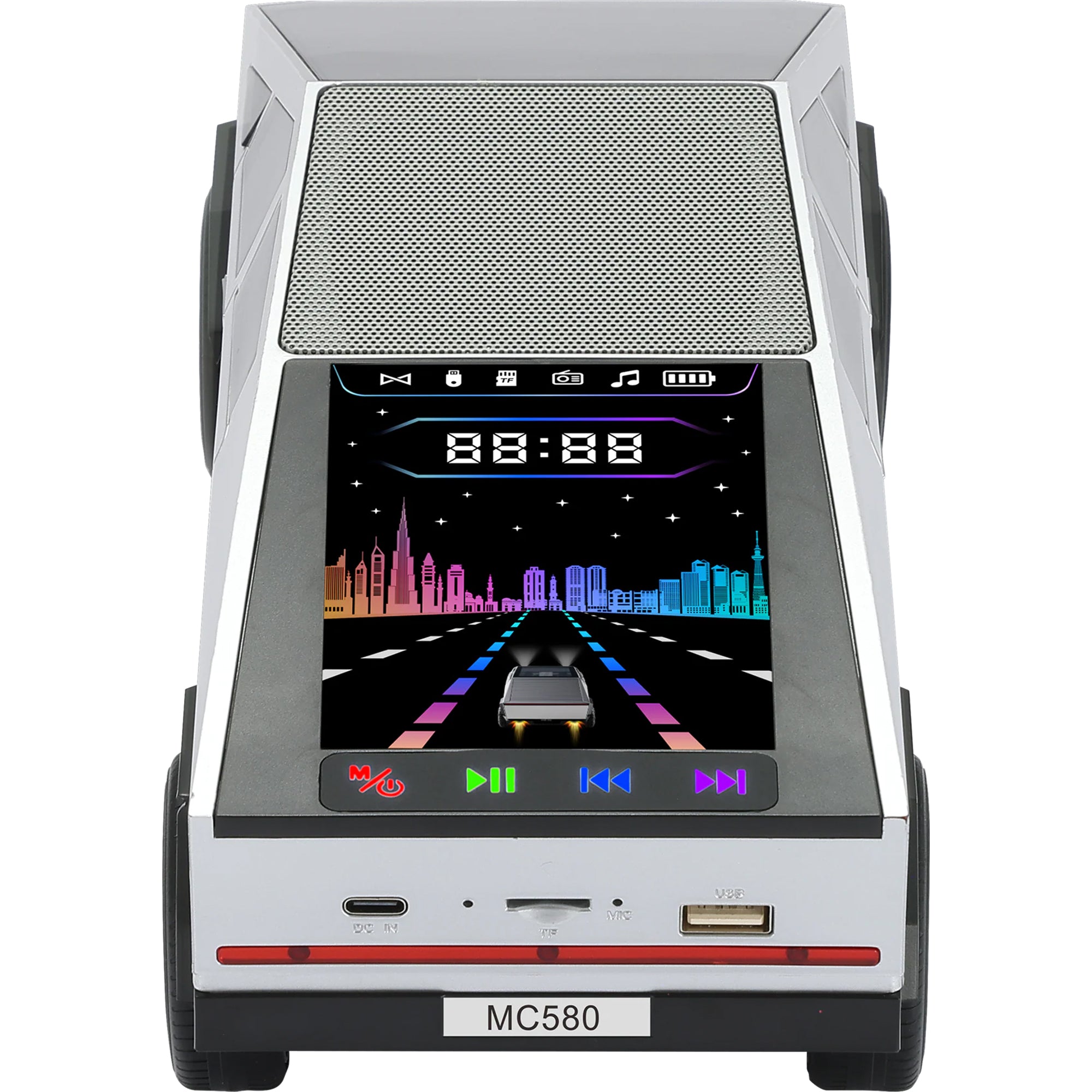 Max Power Cybertruck Wireless Bluetooth Speaker with Front LED Lights, Silver - VMInnovations