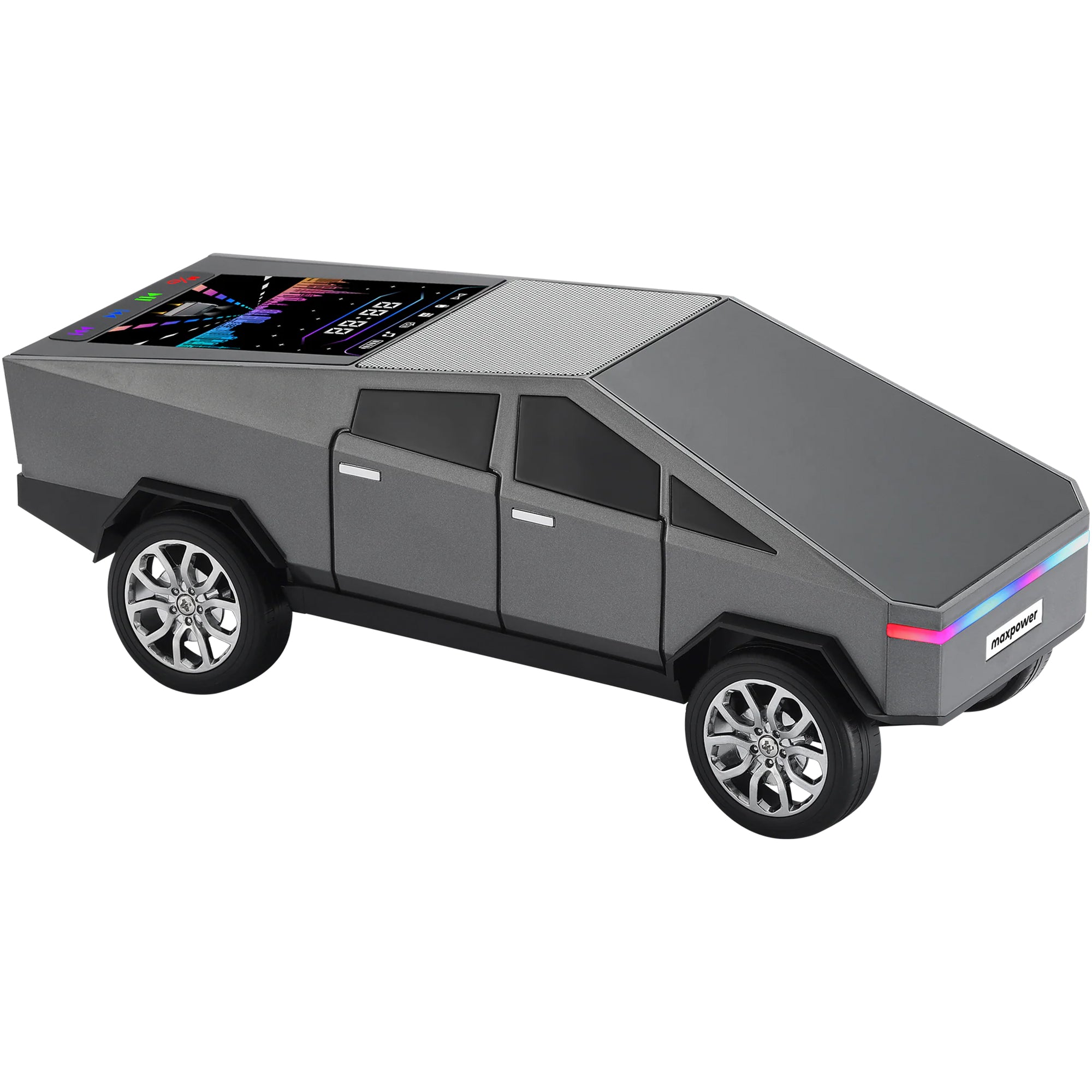 Max Power Cybertruck Wireless Bluetooth Speaker with Front LED Lights, Silver - VMInnovations