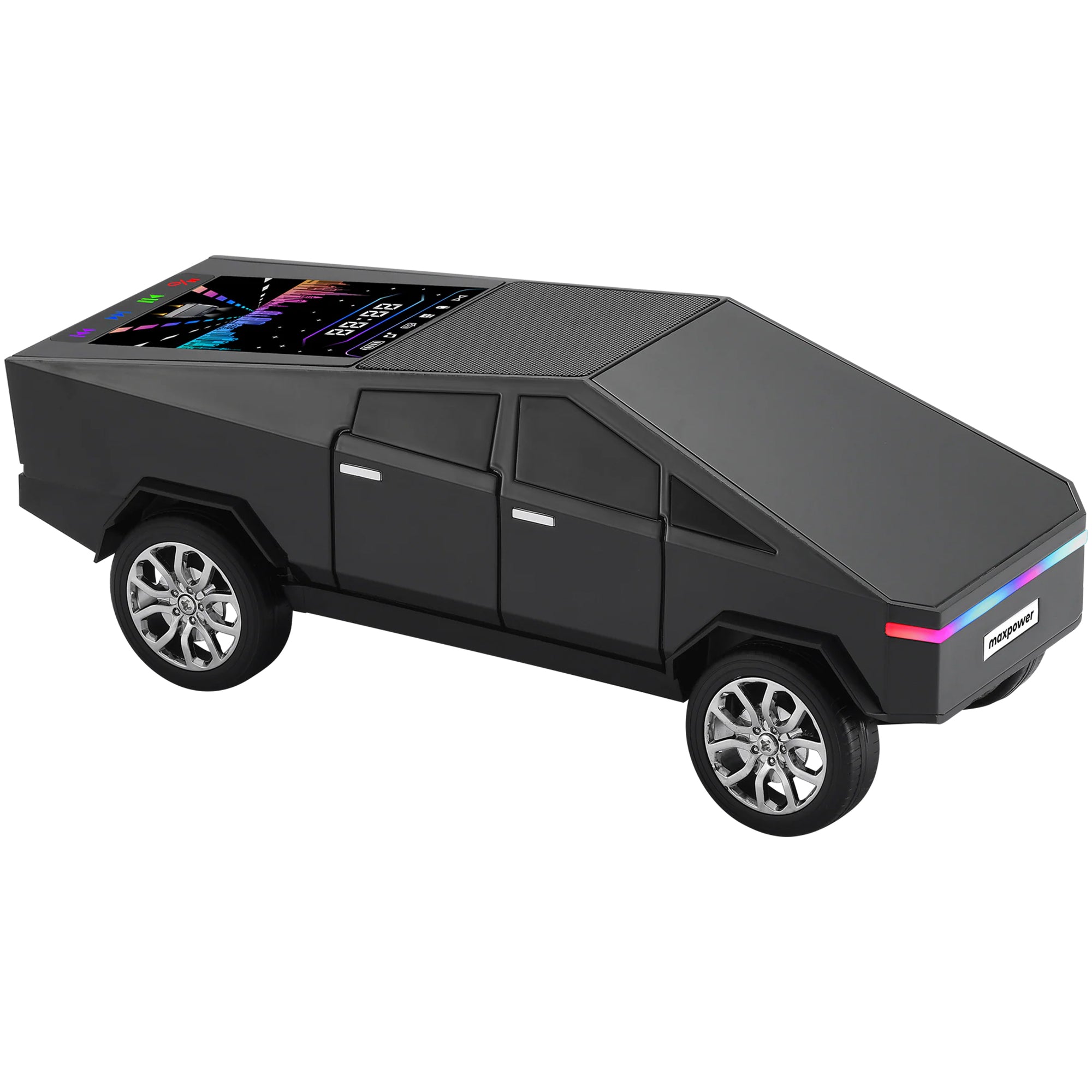 Max Power Cybertruck Wireless Bluetooth Speaker with Front LED Lights, Silver - VMInnovations