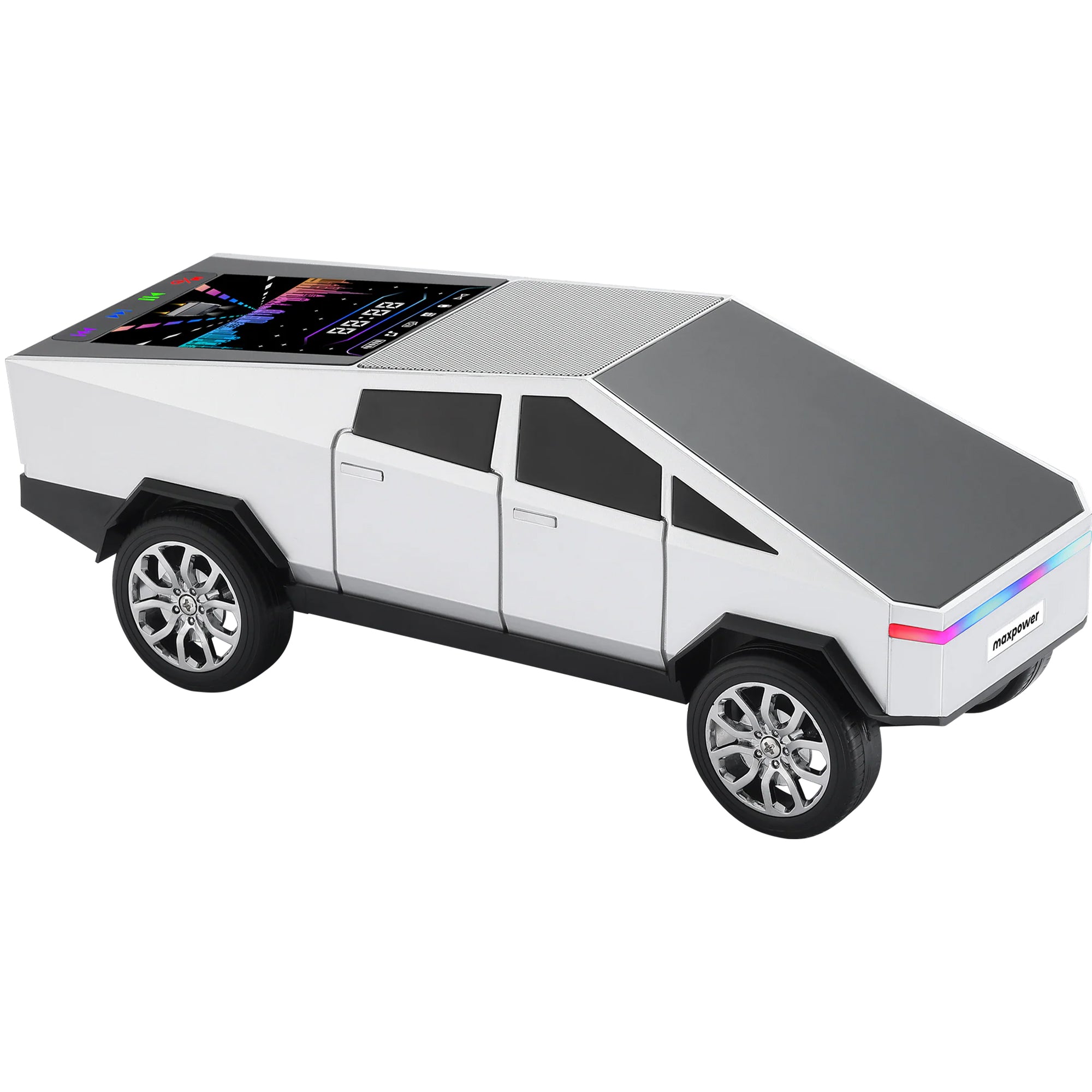 Max Power Cybertruck Wireless Bluetooth Speaker with Front LED Lights, Silver - VMInnovations
