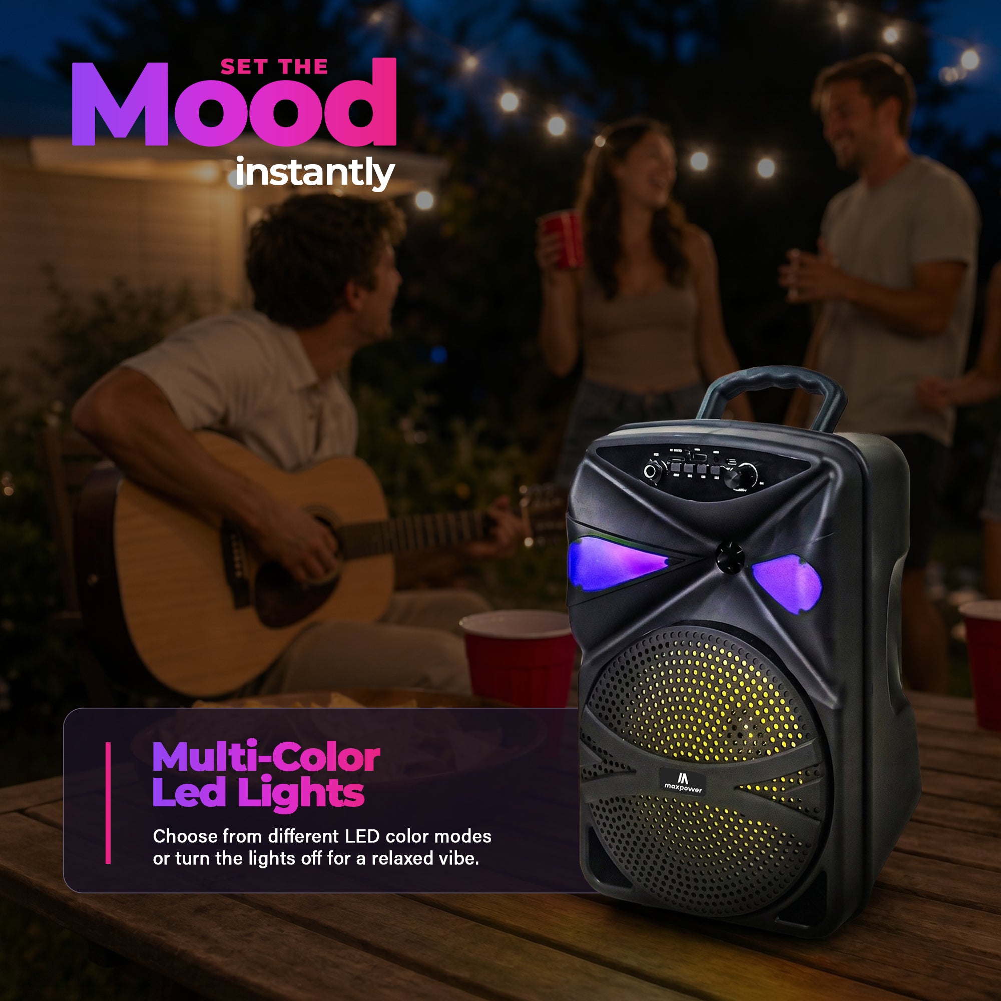 Max Power MPD827 Karaoke Bluetooth Speaker with 8" Woofer, Mic and Carry Handle - VMInnovations