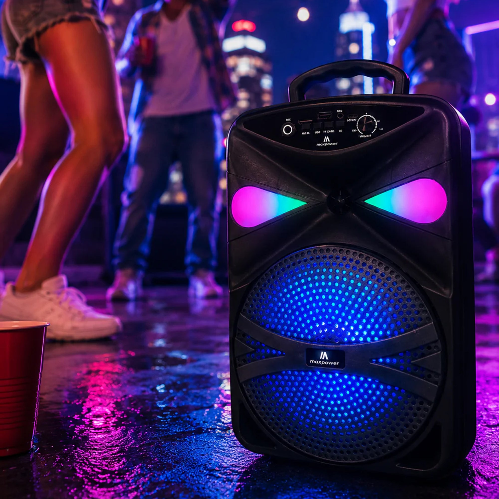 Max Power MPD827 Karaoke Bluetooth Speaker with 8" Woofer, Mic and Carry Handle - VMInnovations