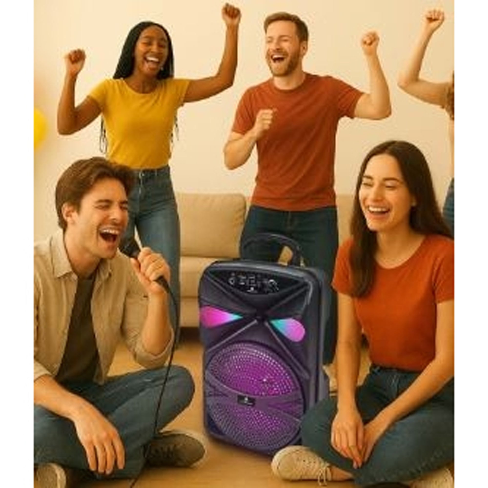 Max Power MPD827 Karaoke Bluetooth Speaker with 8" Woofer, Mic and Carry Handle - VMInnovations