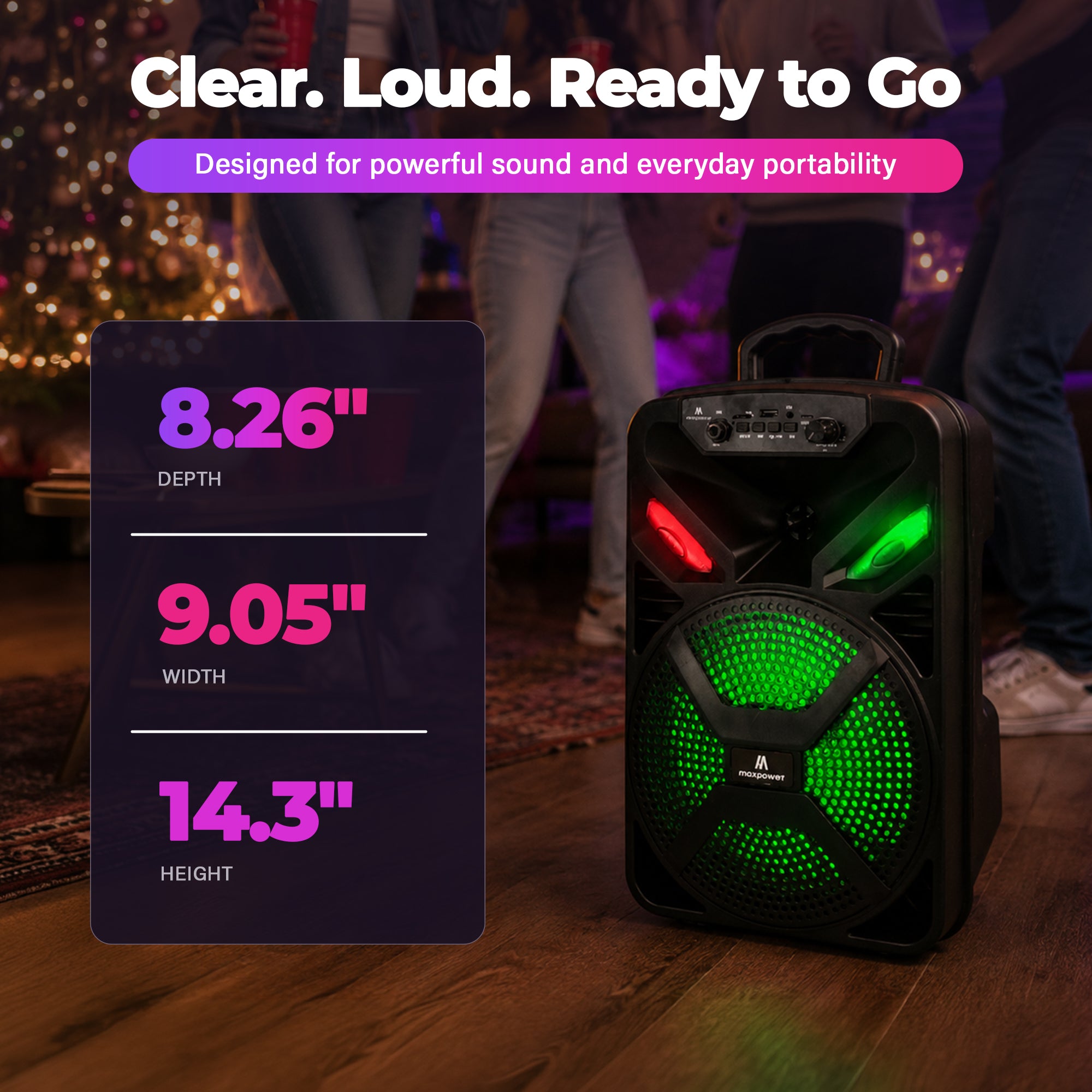 Max Power MPD829 Karaoke Bluetooth Speaker with 8" Woofer, Mic and Carry Handle - VMInnovations