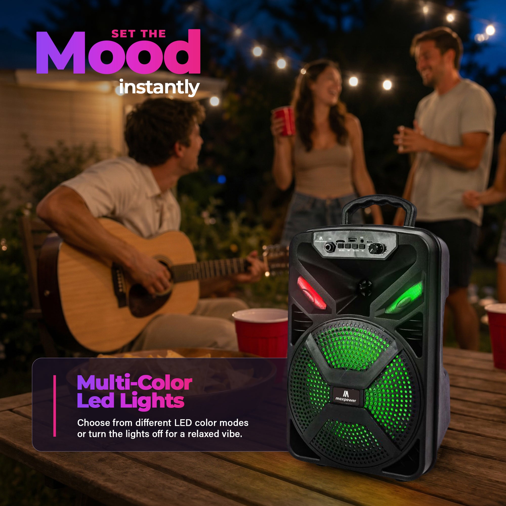 Max Power MPD829 Karaoke Bluetooth Speaker with 8" Woofer, Mic and Carry Handle - VMInnovations