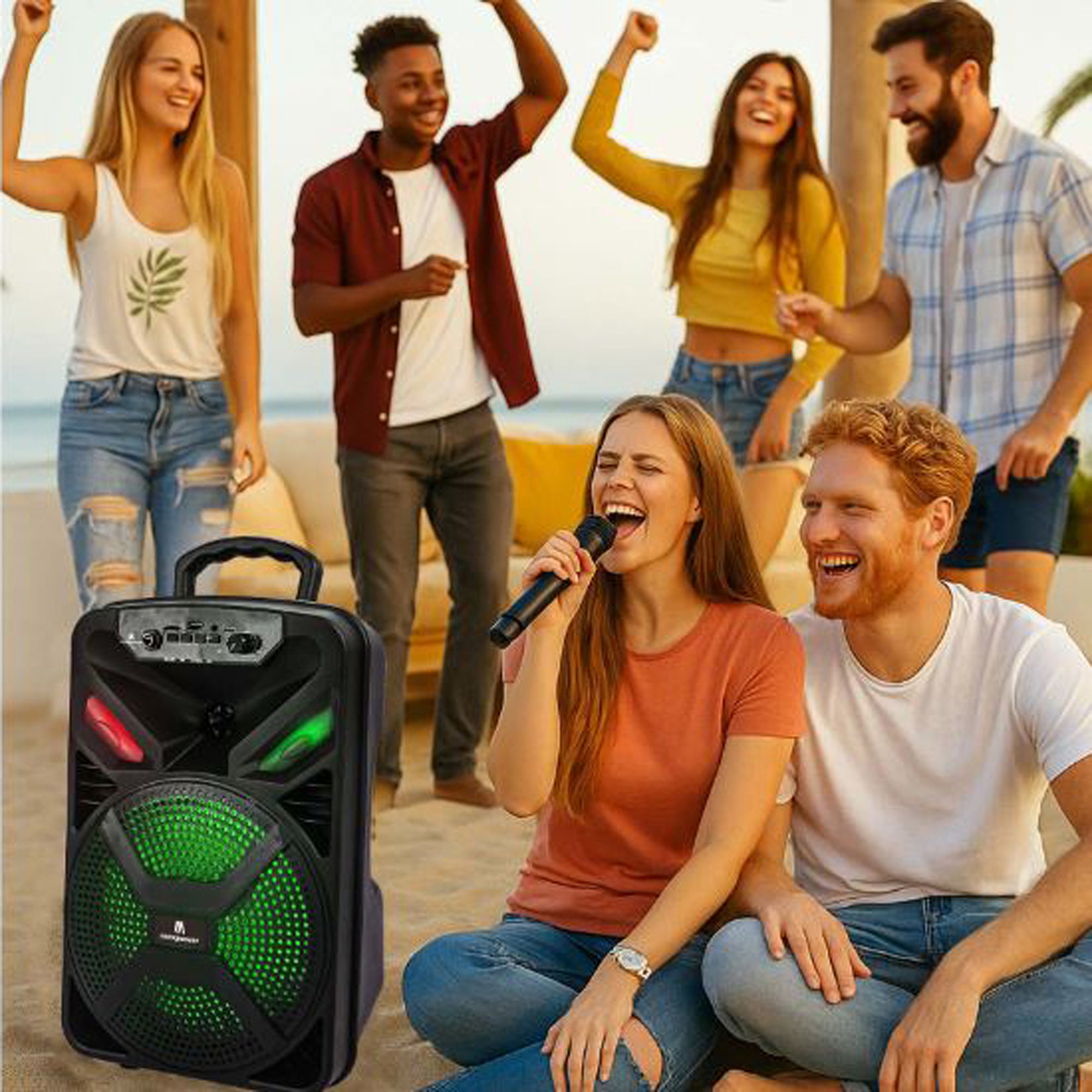 Max Power MPD829 Karaoke Bluetooth Speaker with 8" Woofer, Mic and Carry Handle - VMInnovations